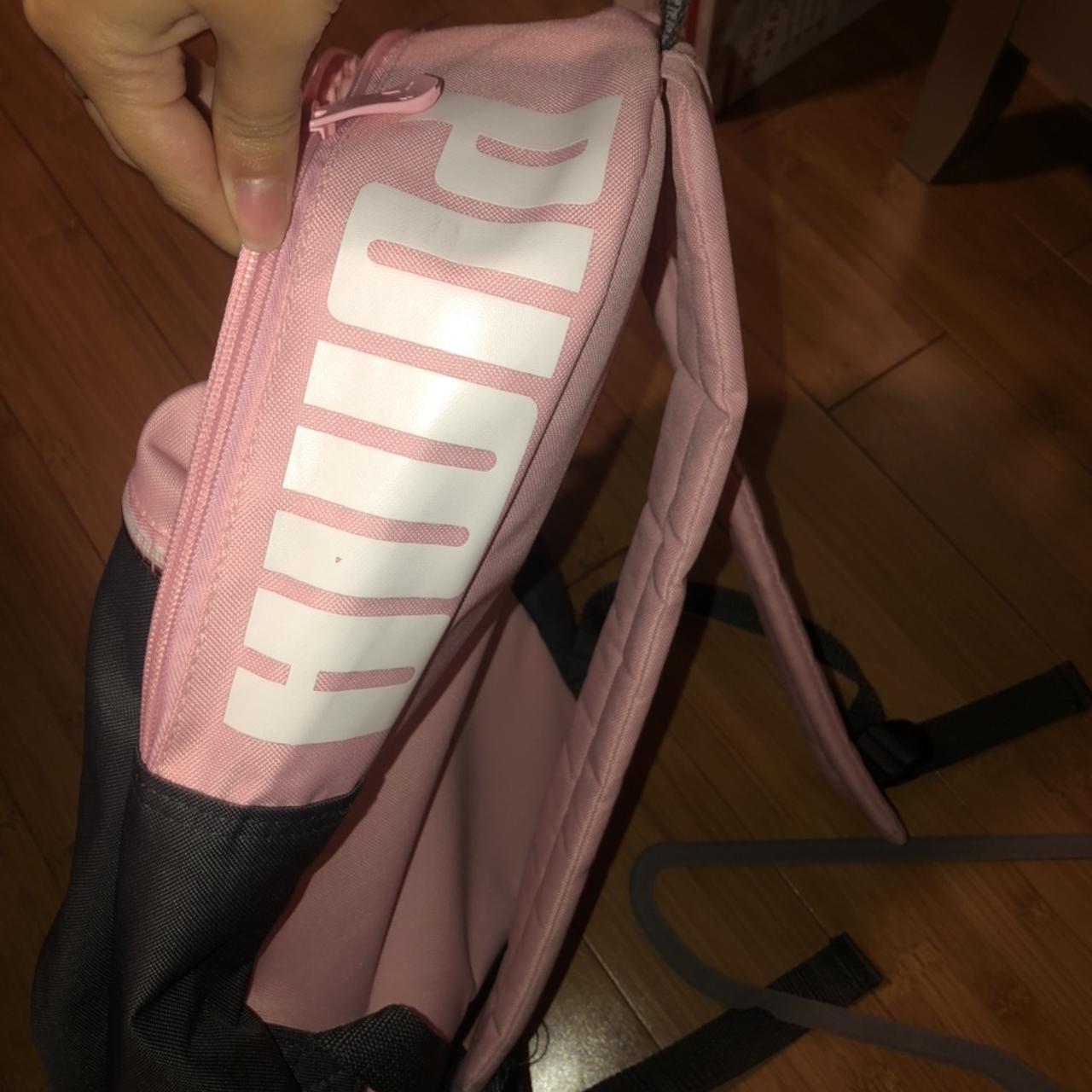 Puma book bag backpack pink and gray has laptop... - Depop