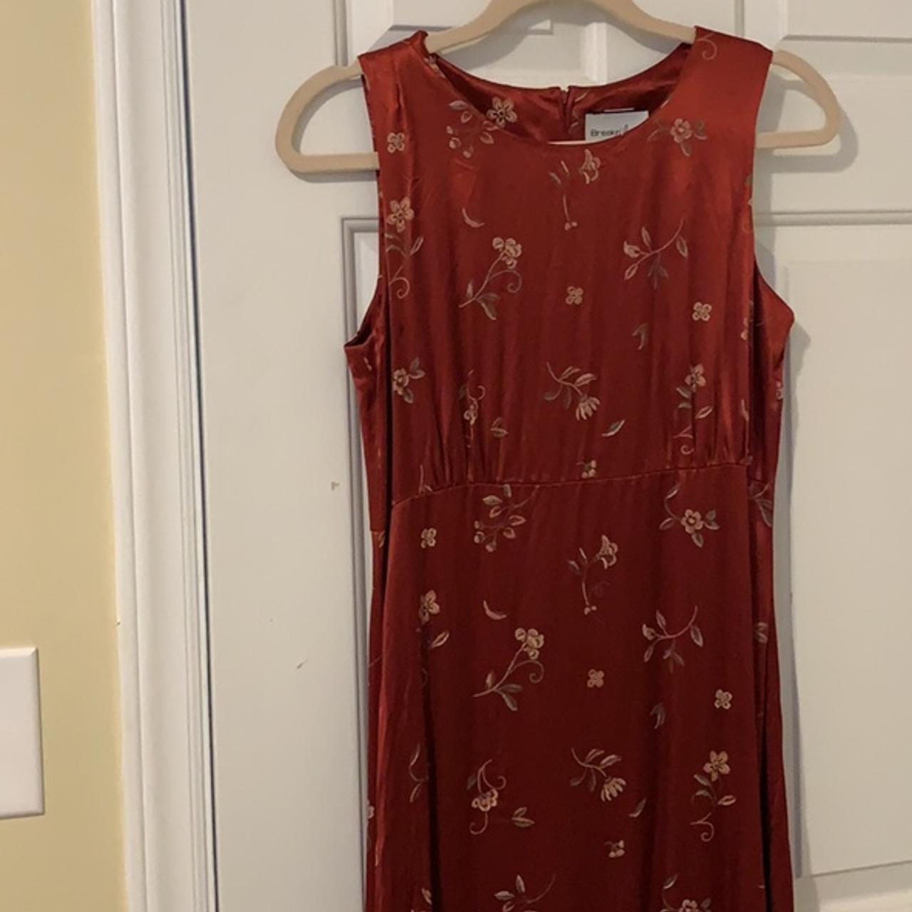 Vintage Silky red floral dress Label says Size 9... - Depop