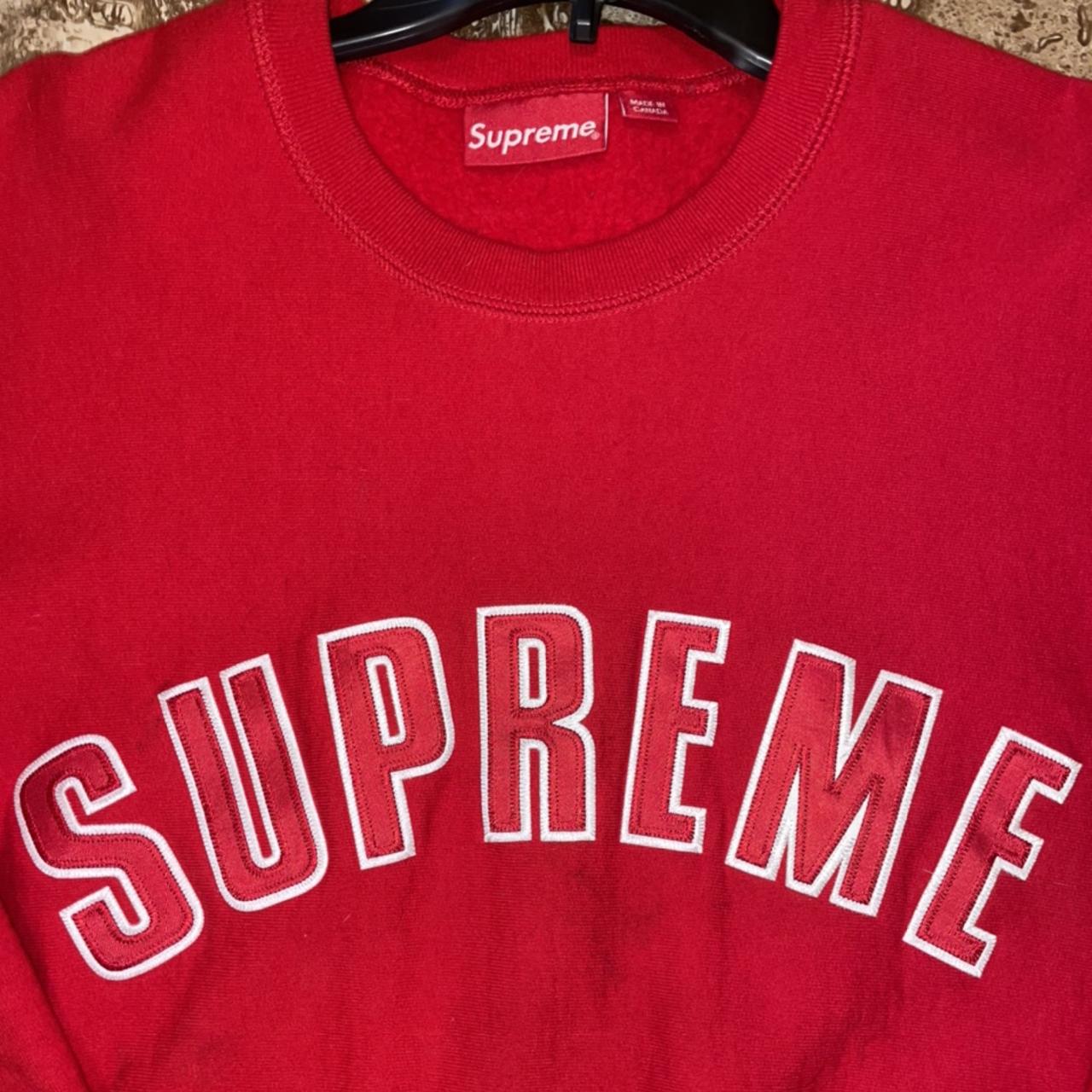 fw15 supreme arc logo crewneck sweatshirt, red