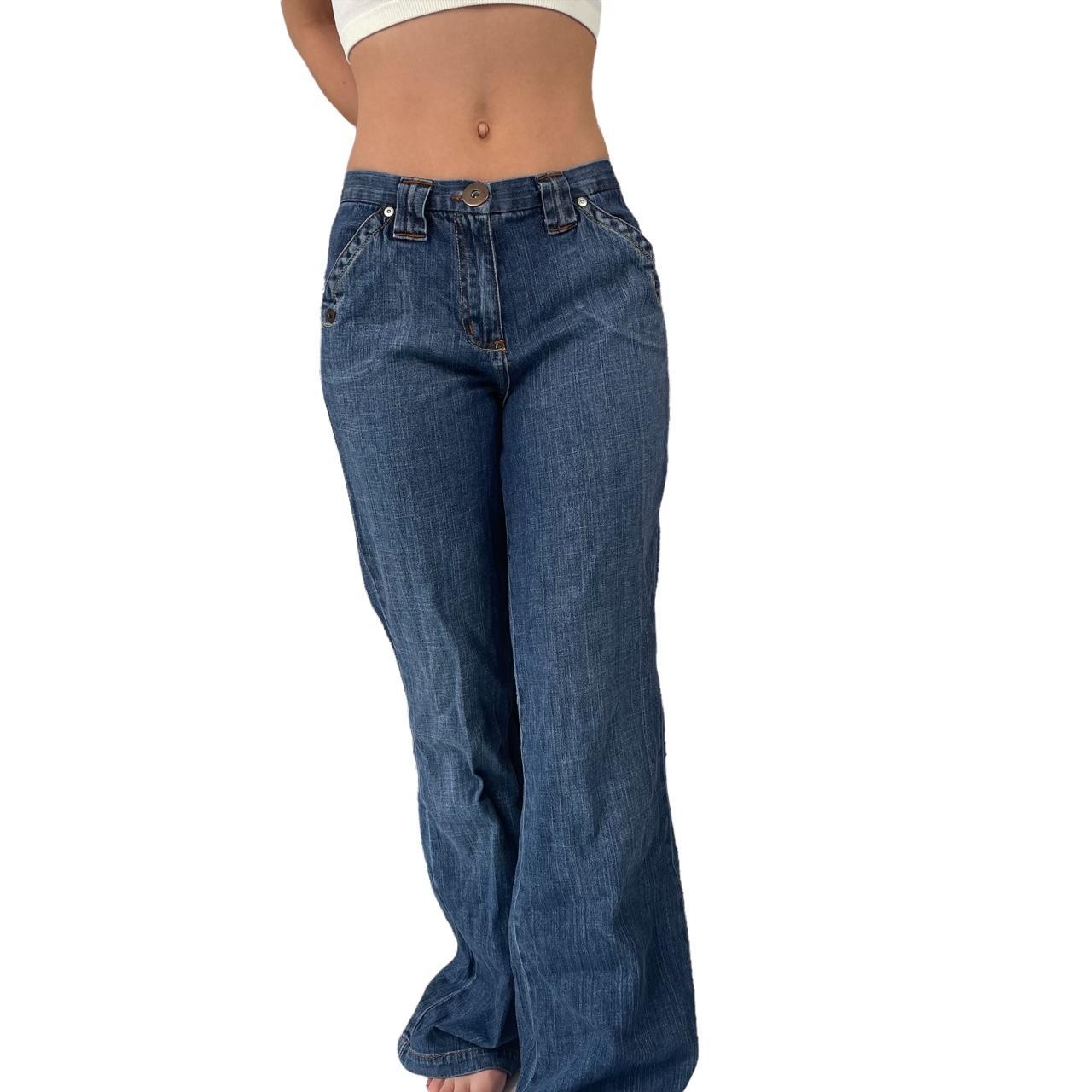 Vintage Bootcut flared denim blue jeans size 12 🦋... - Depop