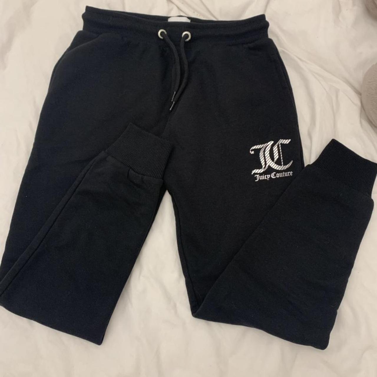 Juicy Couture Black and Silver Joggers-tracksuits | Depop