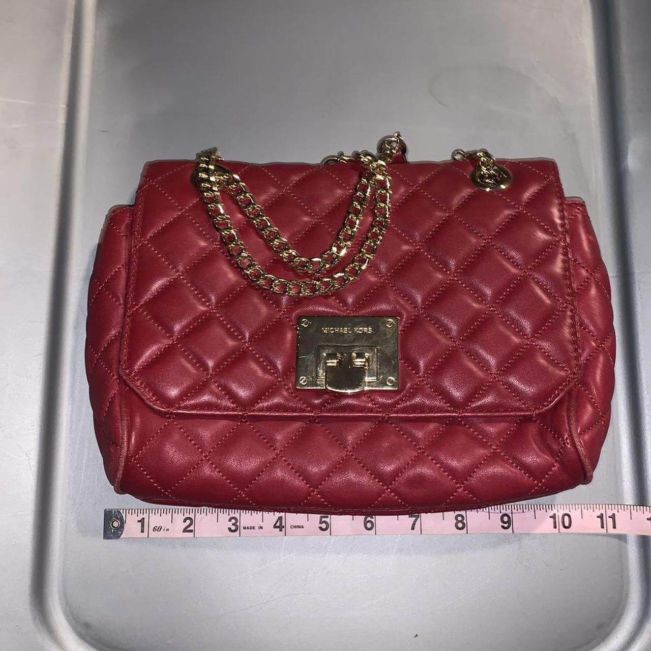 Michael Kors Vivianne Red Quilted Leather Medium Depop