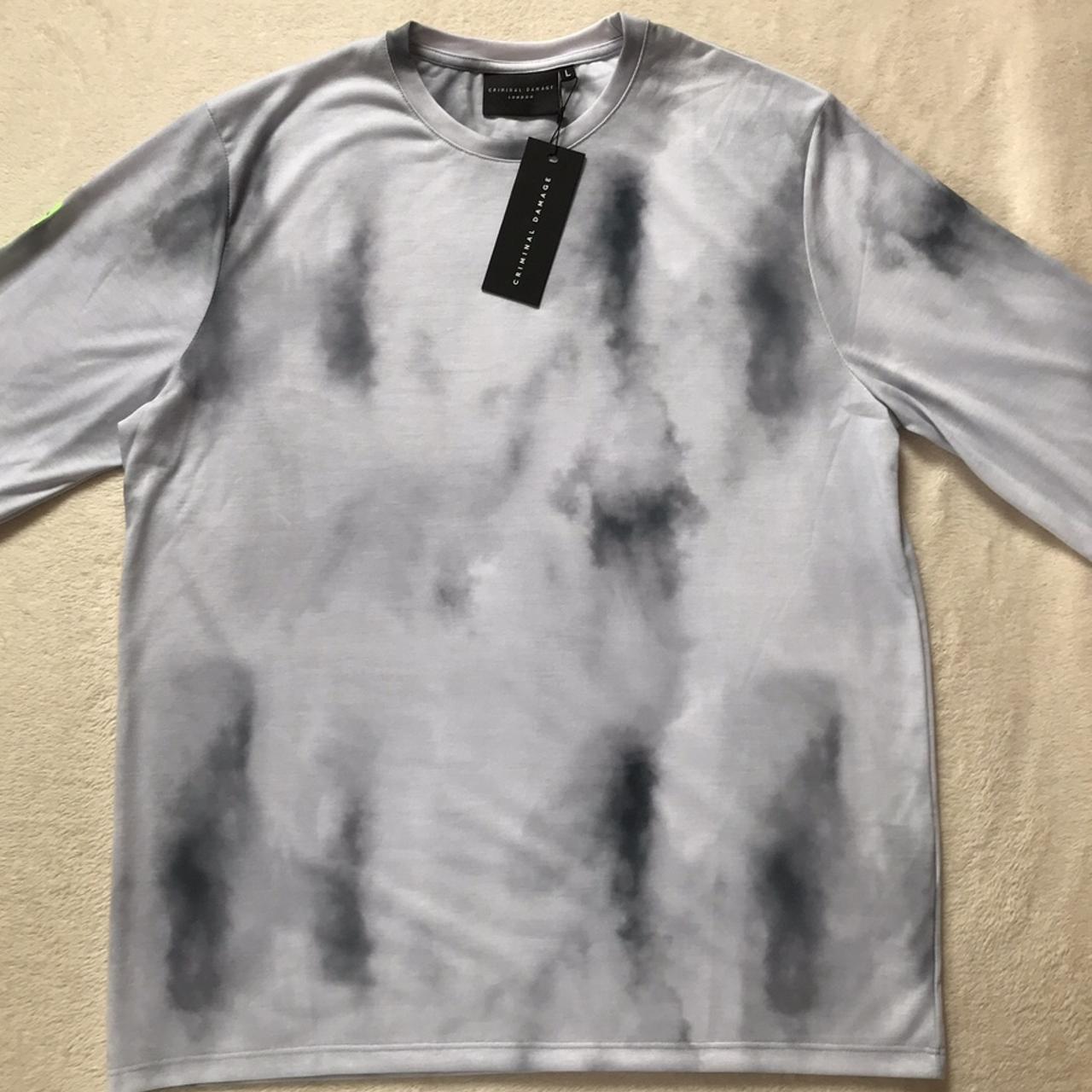 CRIMINAL DAMAGE Grey and black tie dye thin shirt... - Depop