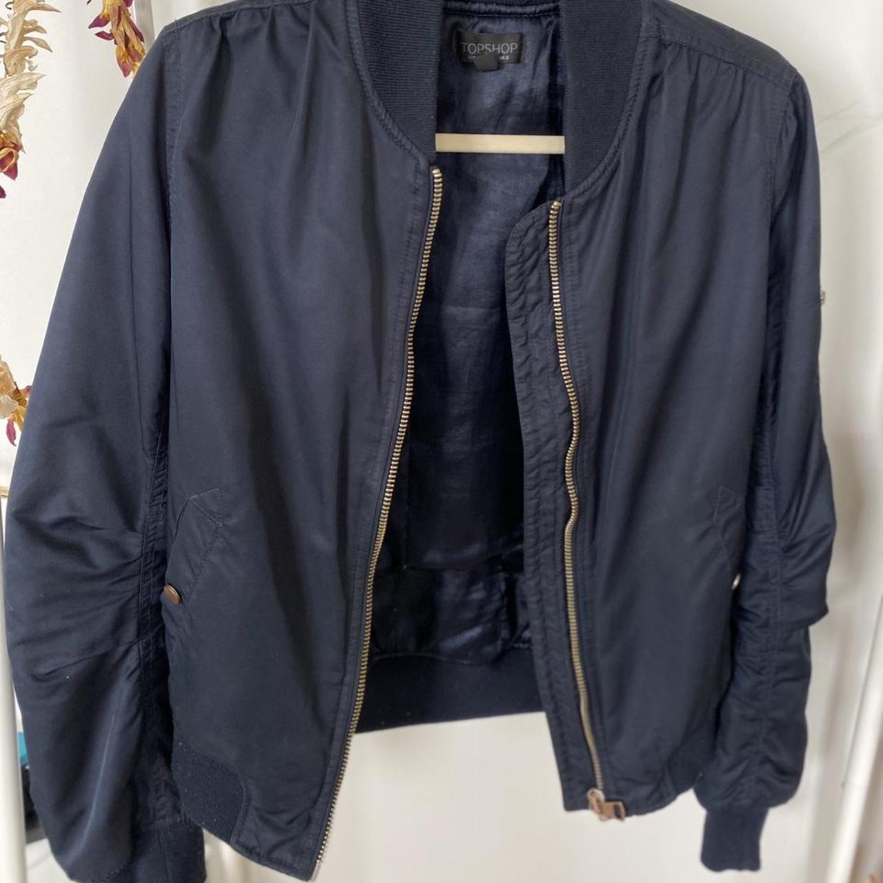 NAVY BOMBER JACKET. Purchased from Topshop! #bomber... - Depop