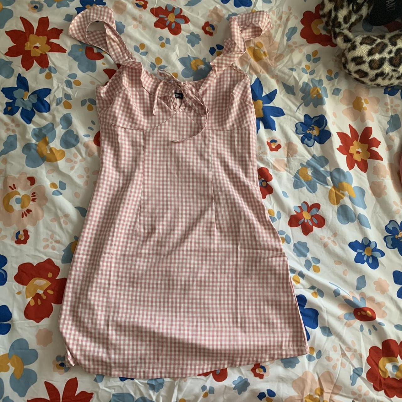 Gingham mini dress 🌸 Worn once Chest 30” Waist... - Depop