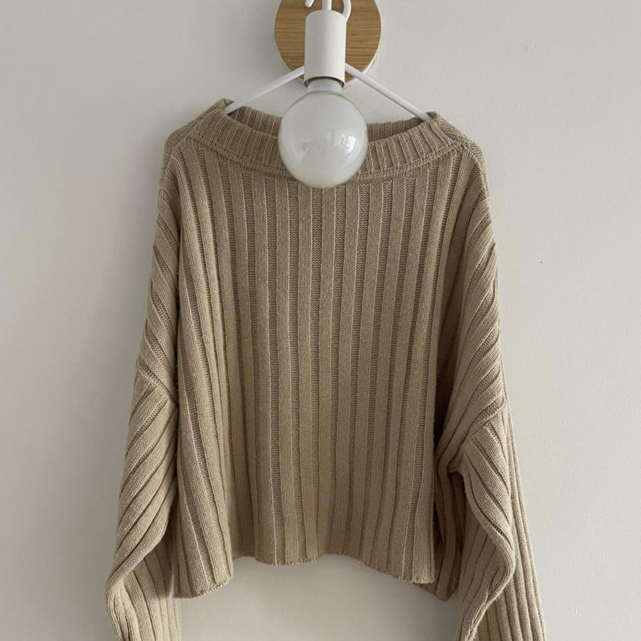 Beige oversized sweater Pretty little thing - tag... - Depop