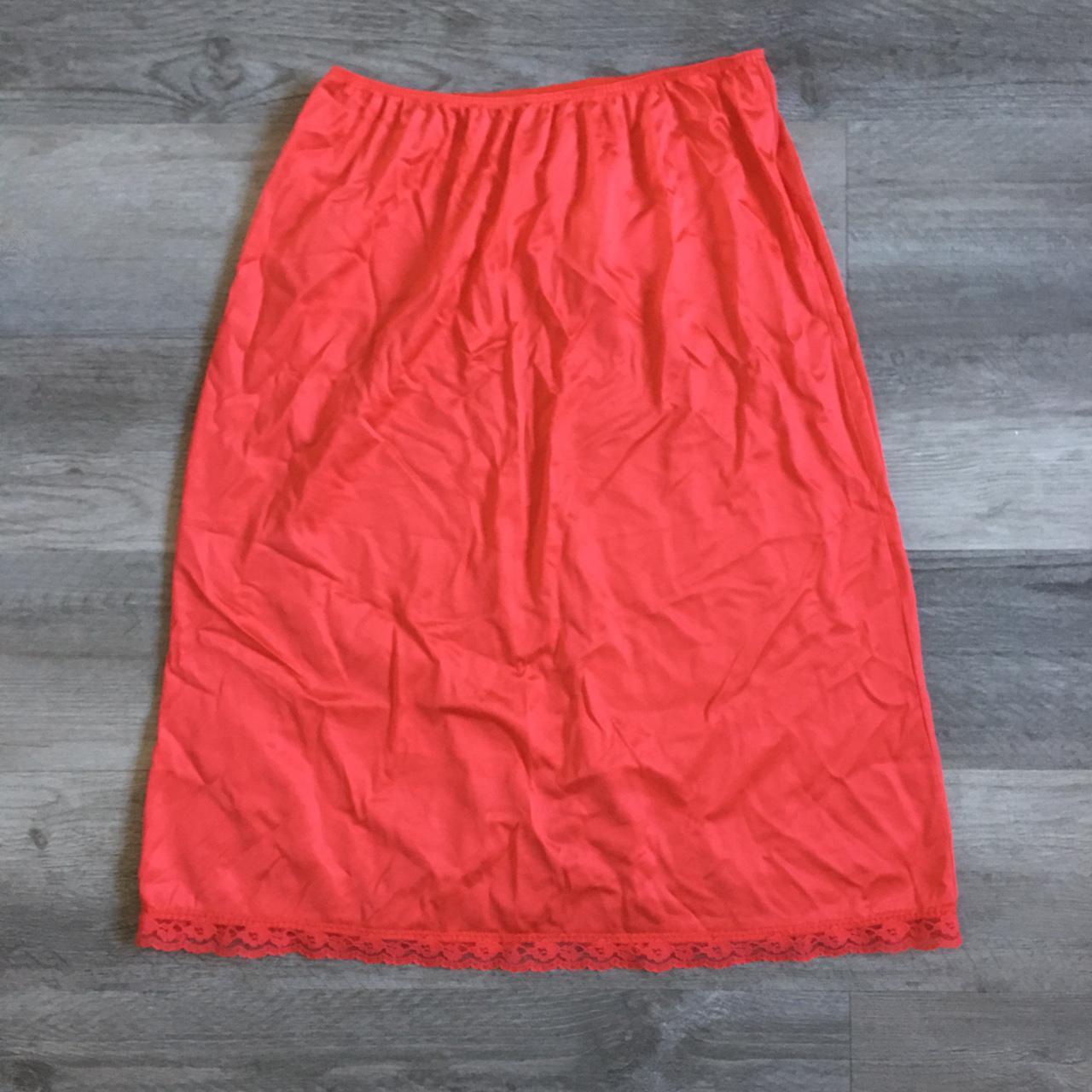 Red Lacey Slip Skirt ⚡️ Only worn once (is a repop... - Depop