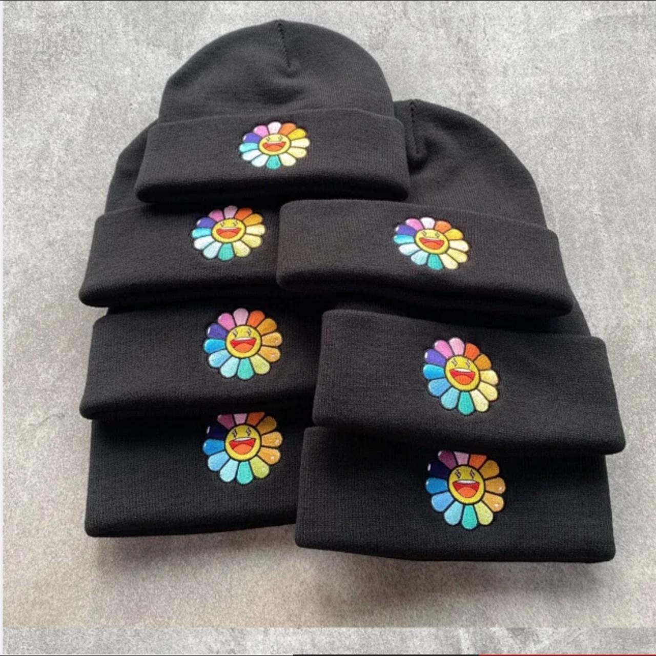 Takashi Murakami x J Balvin Rainbow Flower Beanie... - Depop