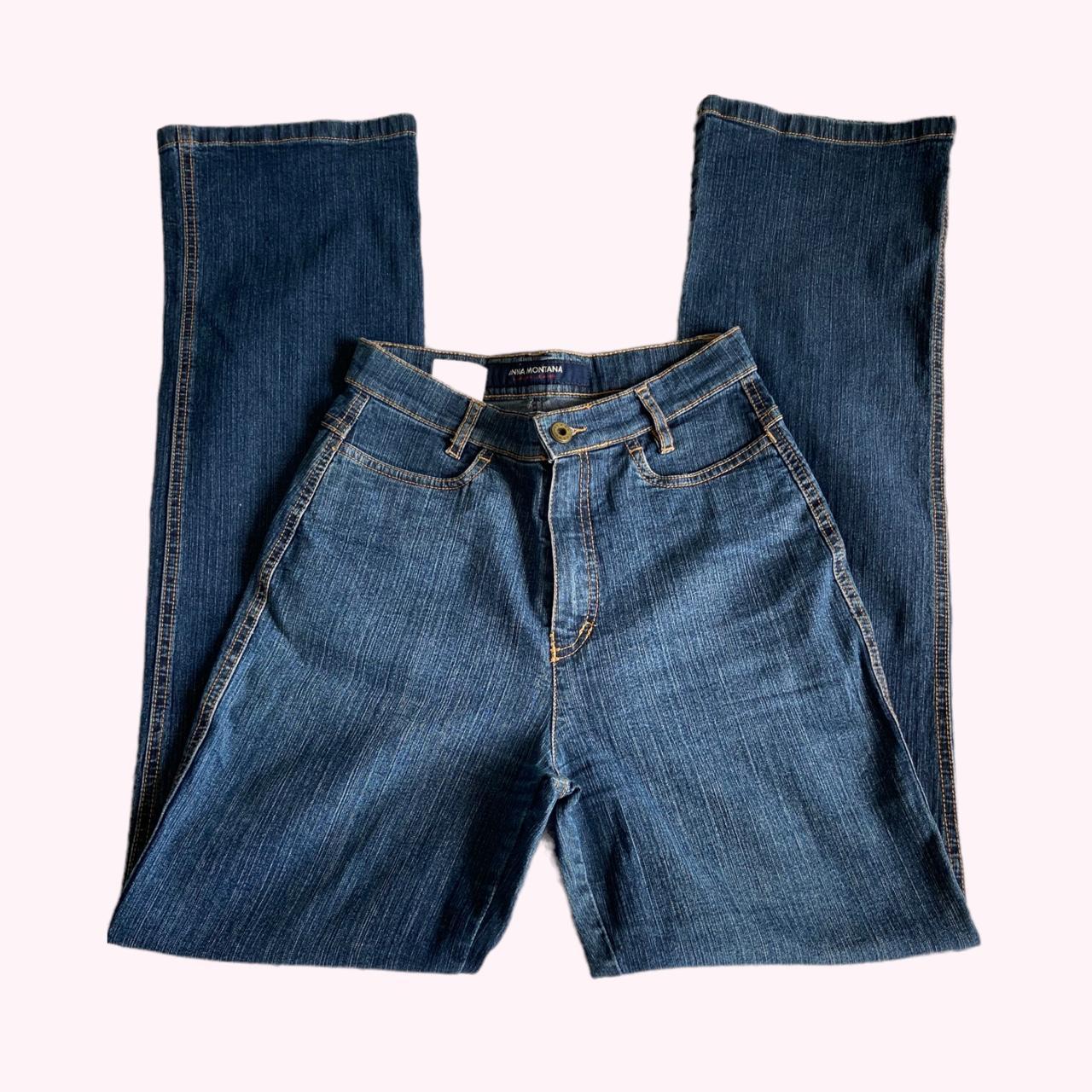 Y2k dark wash flared jeans High waisted // super... - Depop