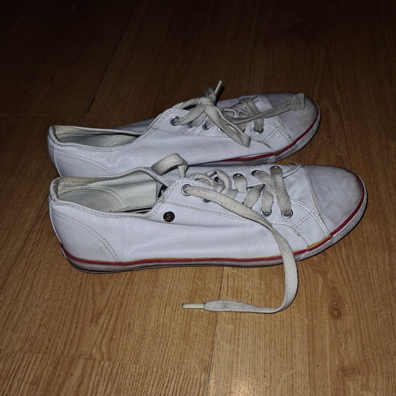 Plimsolls Dunlop Leather Low Trainers Ladies Dunlop White White