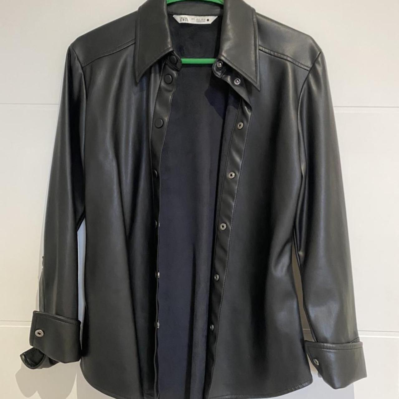 Zara faux leather shirt, size small. Autumn/ Winter... - Depop