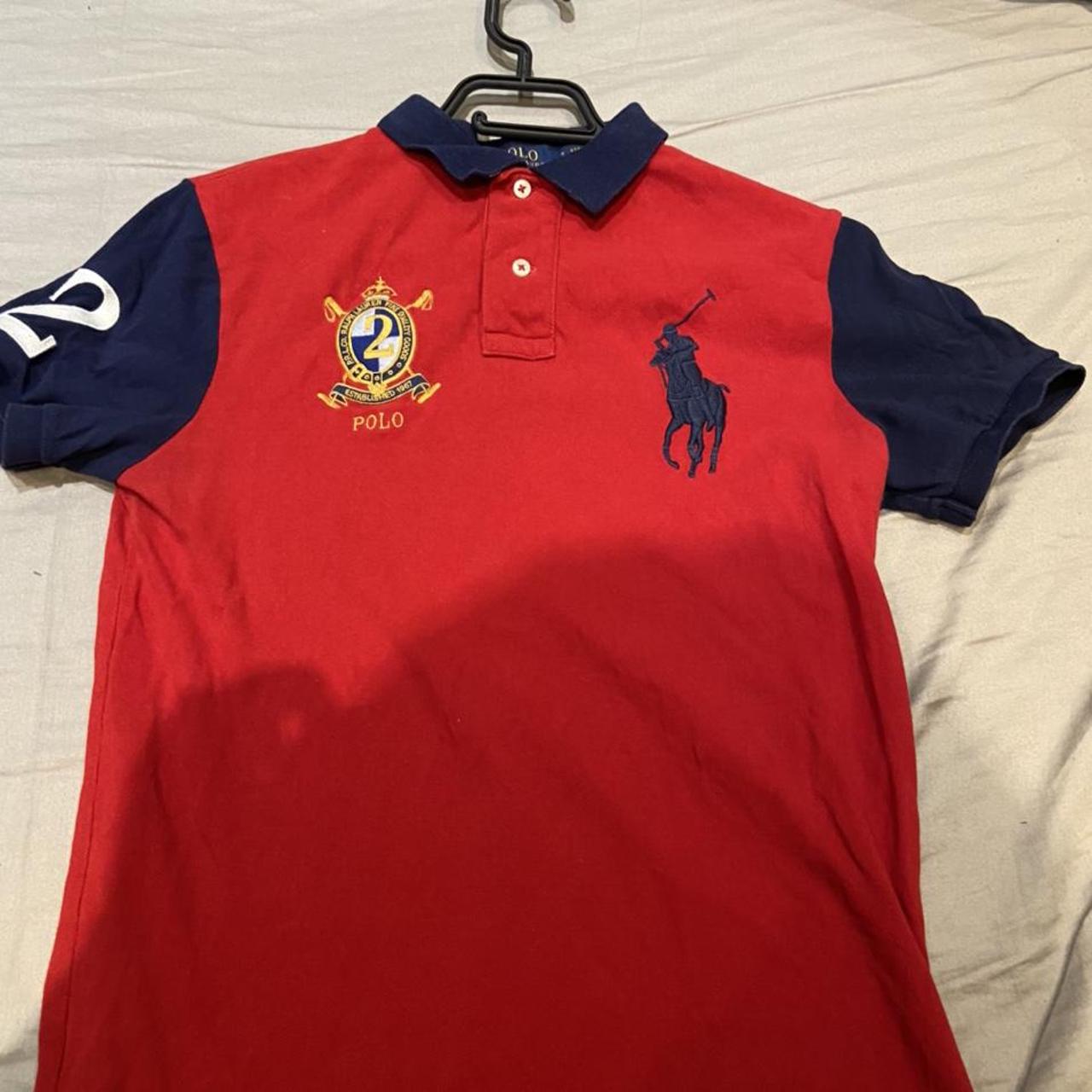 Red slim fit Ralph Lauren Polo shirt. Size: S Only... - Depop