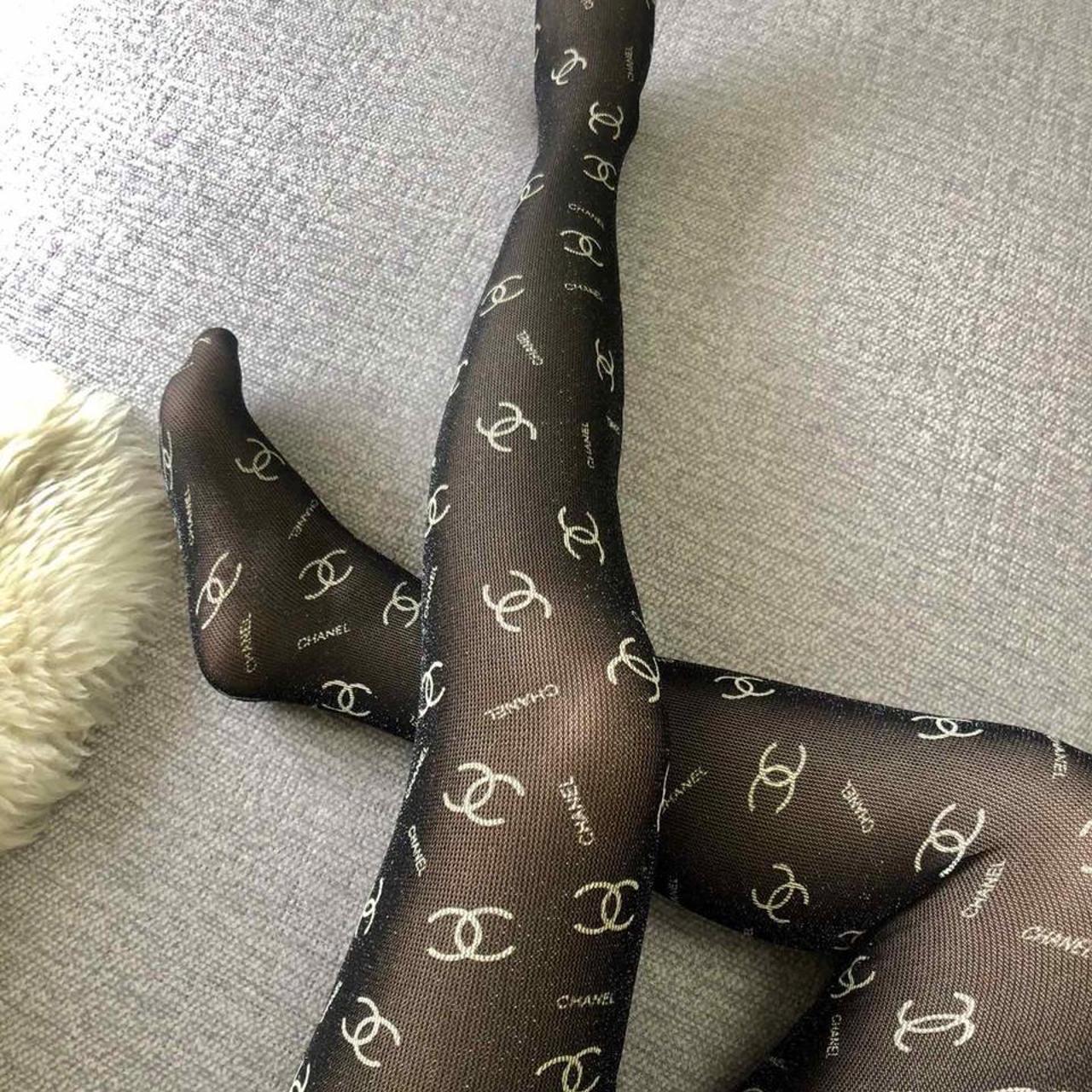 Black and Gold Sparkly Tights 🖤 •One size •2... - Depop