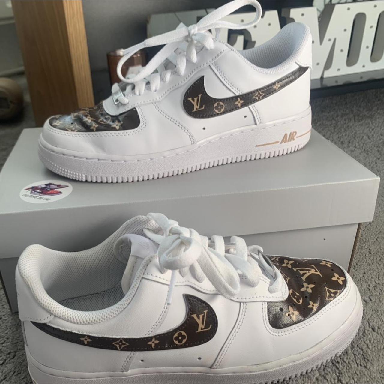 Custom LV woman’s nike Air Force 1, Women’s size 6... - Depop