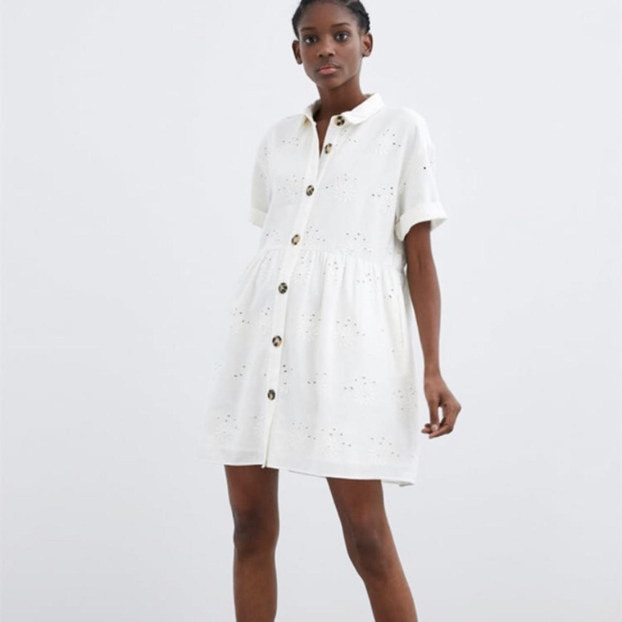 Zara white broderie anglaise hot sale dress