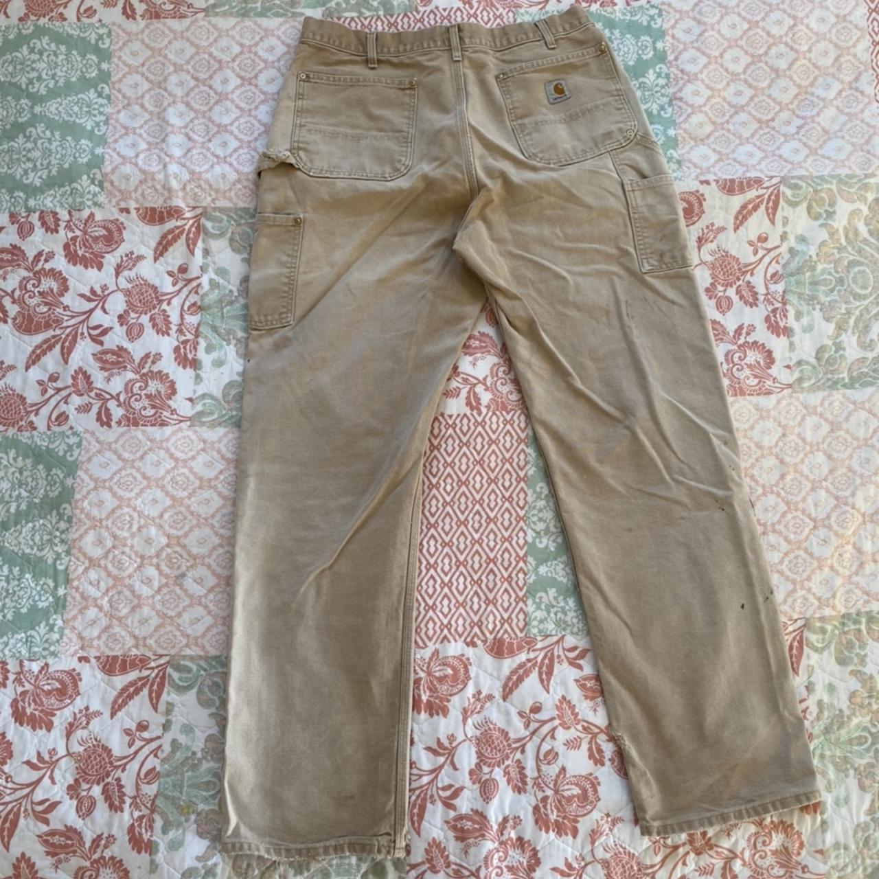 Vintage distressed carhartt double knee pants made... - Depop