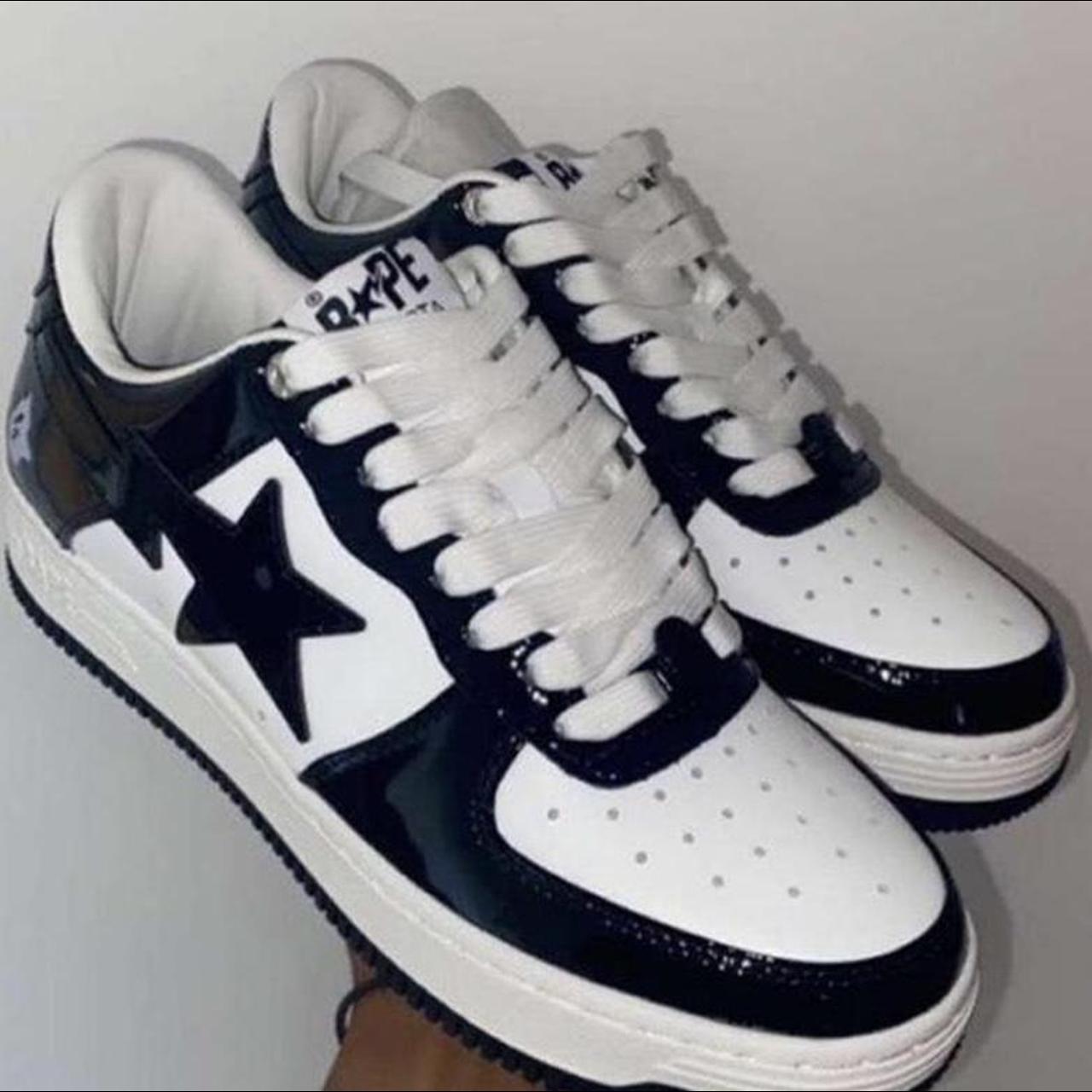 BAPESTA Patent Leather Black And White Brand New... - Depop