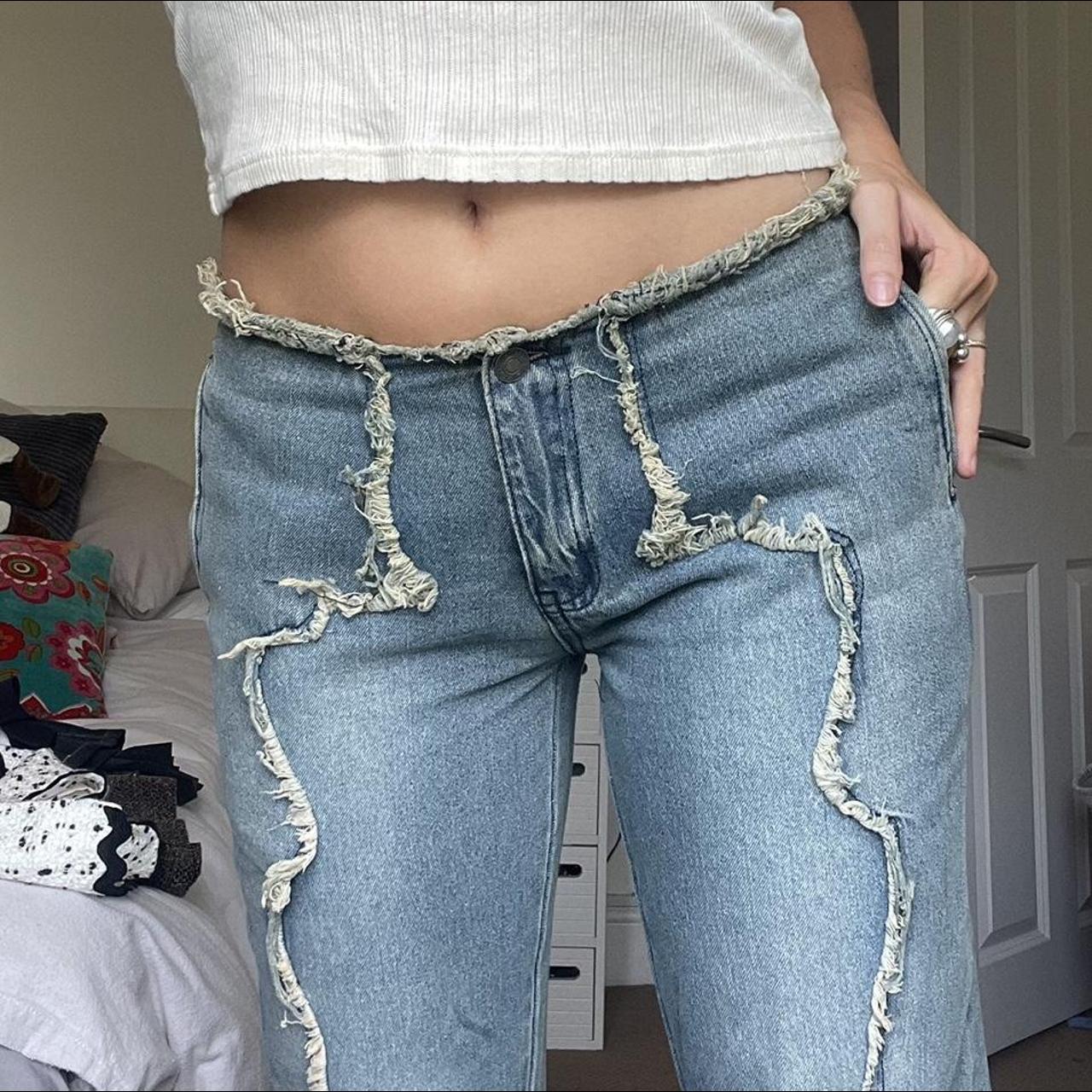 Jaded London Crimson Rose Embroidered Jeans Low Depop