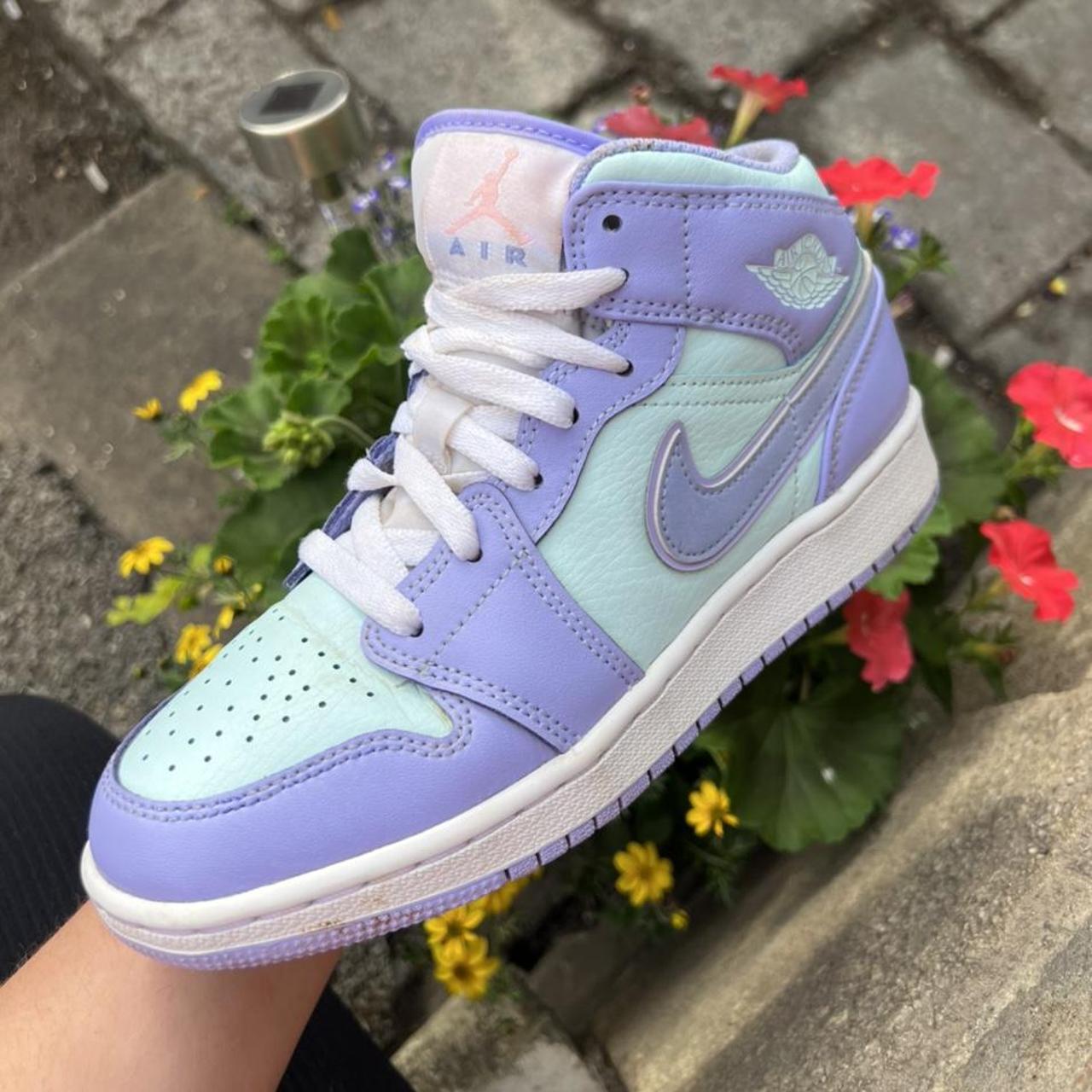 Aqua Jordan 1’s, womens size 3.5. Only worn a couple... - Depop