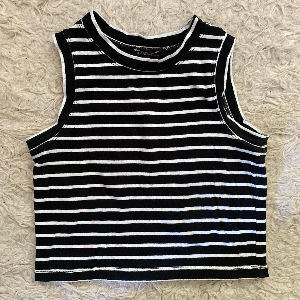 SEND ME OFFERS ☆ baby goth style striped crop... - Depop