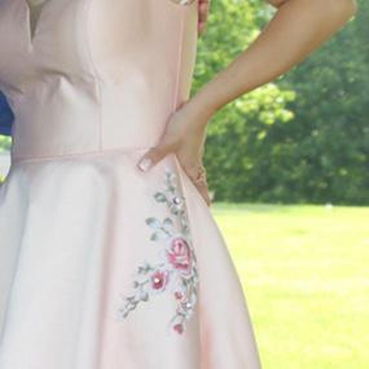 Light Pink Satin Princess Prom Dress -Size 2, only... - Depop