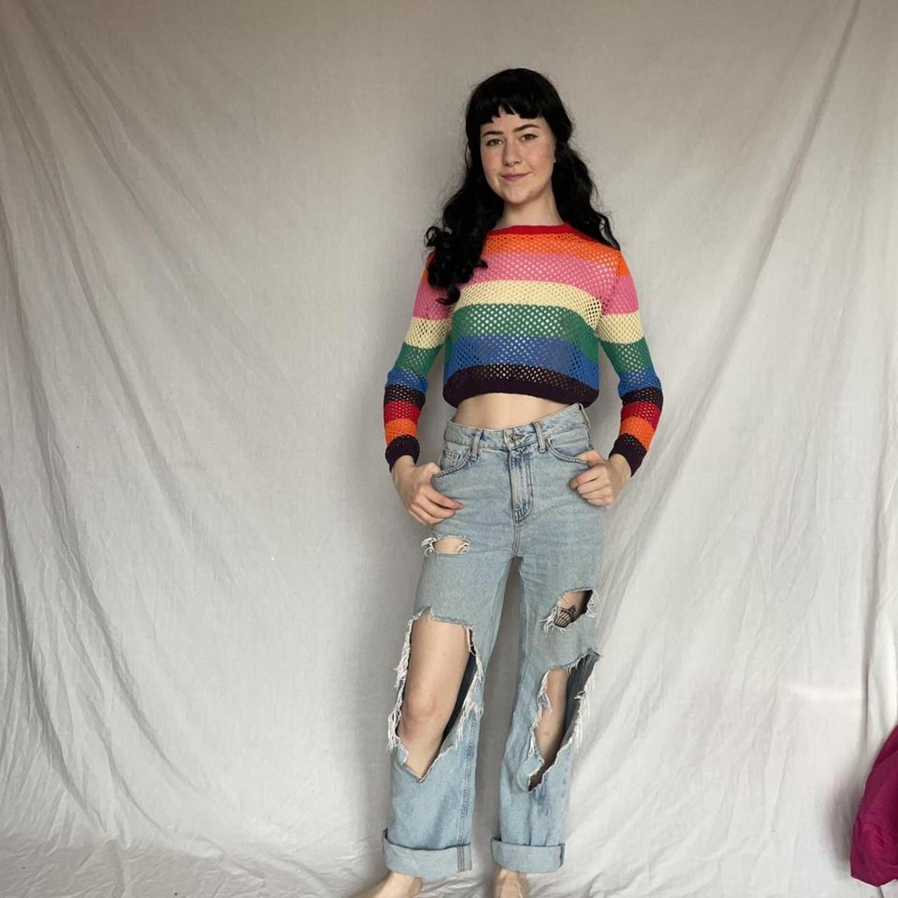 Crochet rainbow crop top in excellent condition Depop