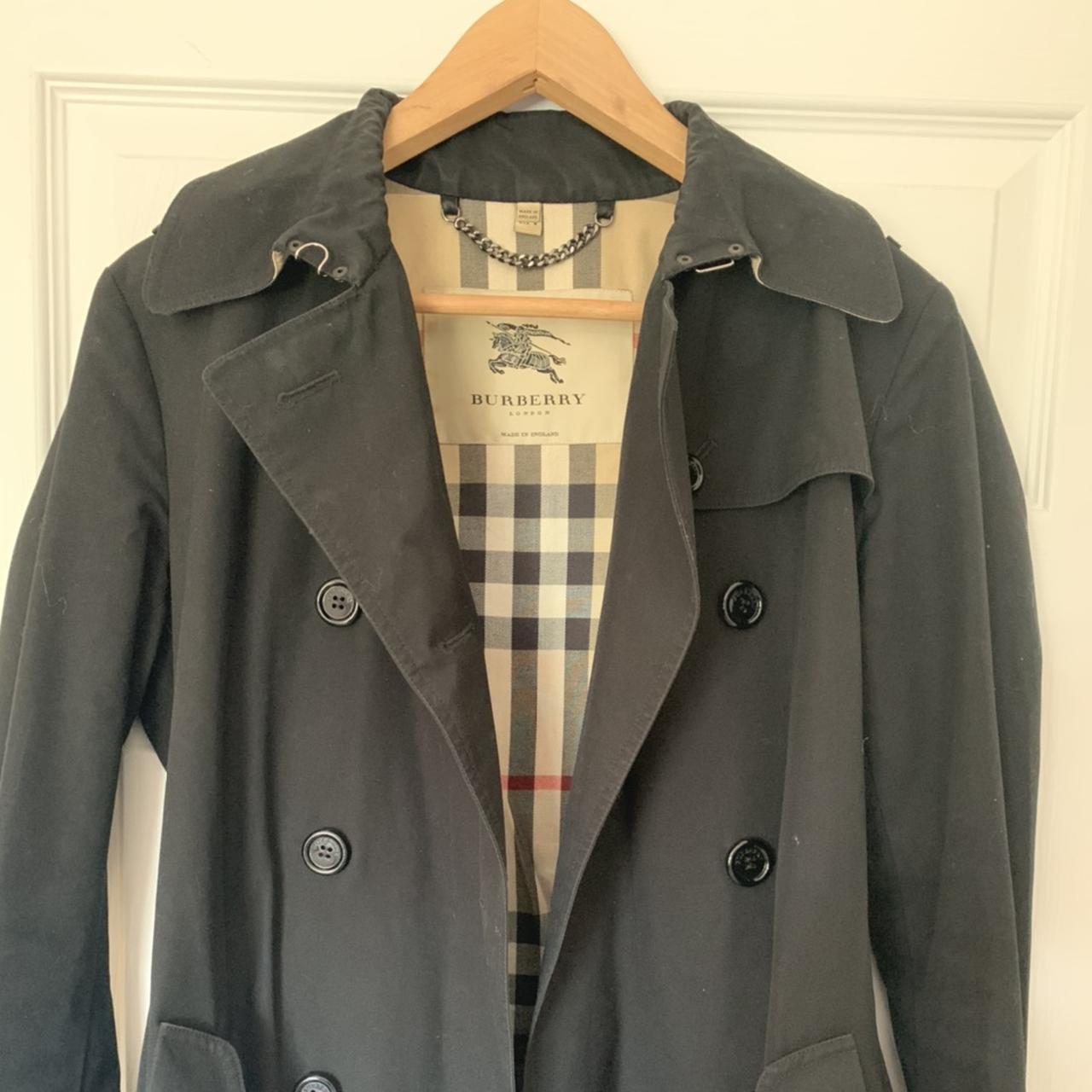 Burberry Black Trench Coat. Size UK 10. Areas of... - Depop