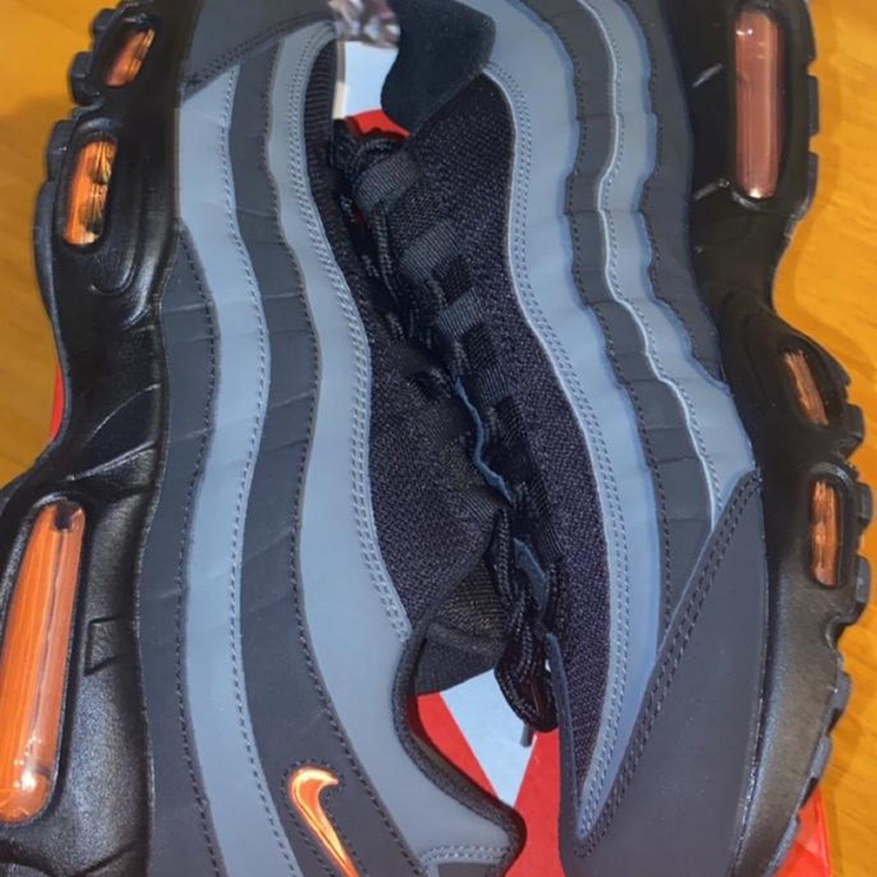 Black, Grey and Orange Nike Air Max 95s: - Prestine... - Depop