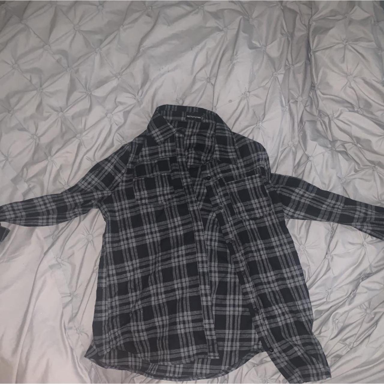black and grey checked oversize shirt Depop