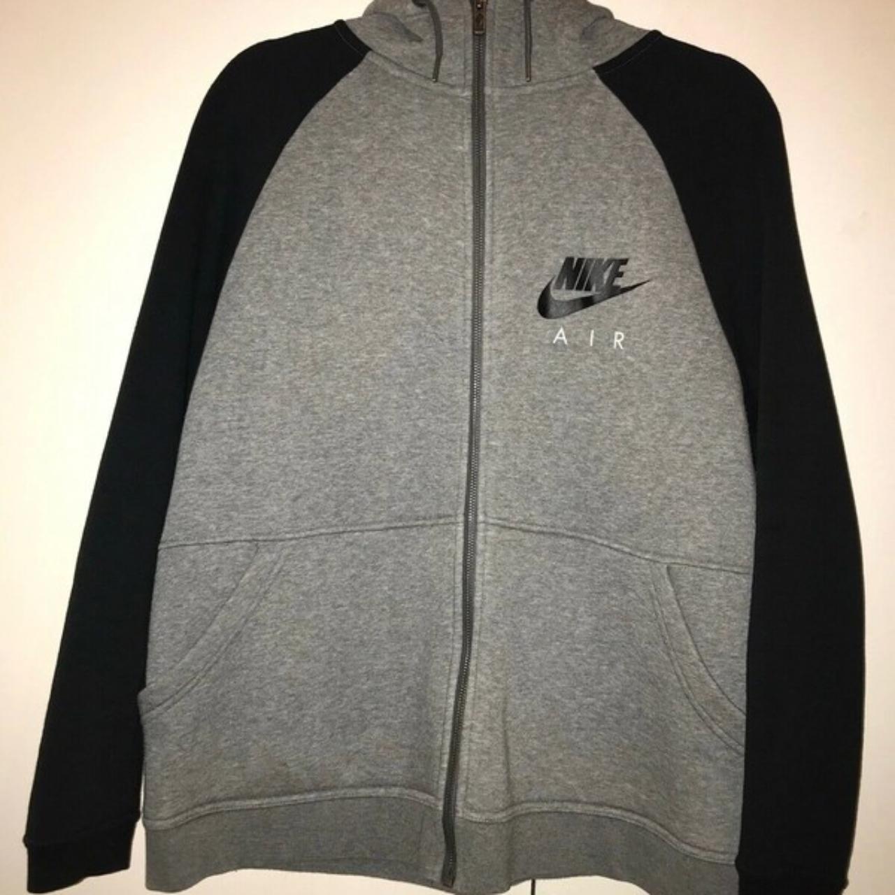 NIKE Air Full Zip Hoodie - Black & Grey Contrast... - Depop