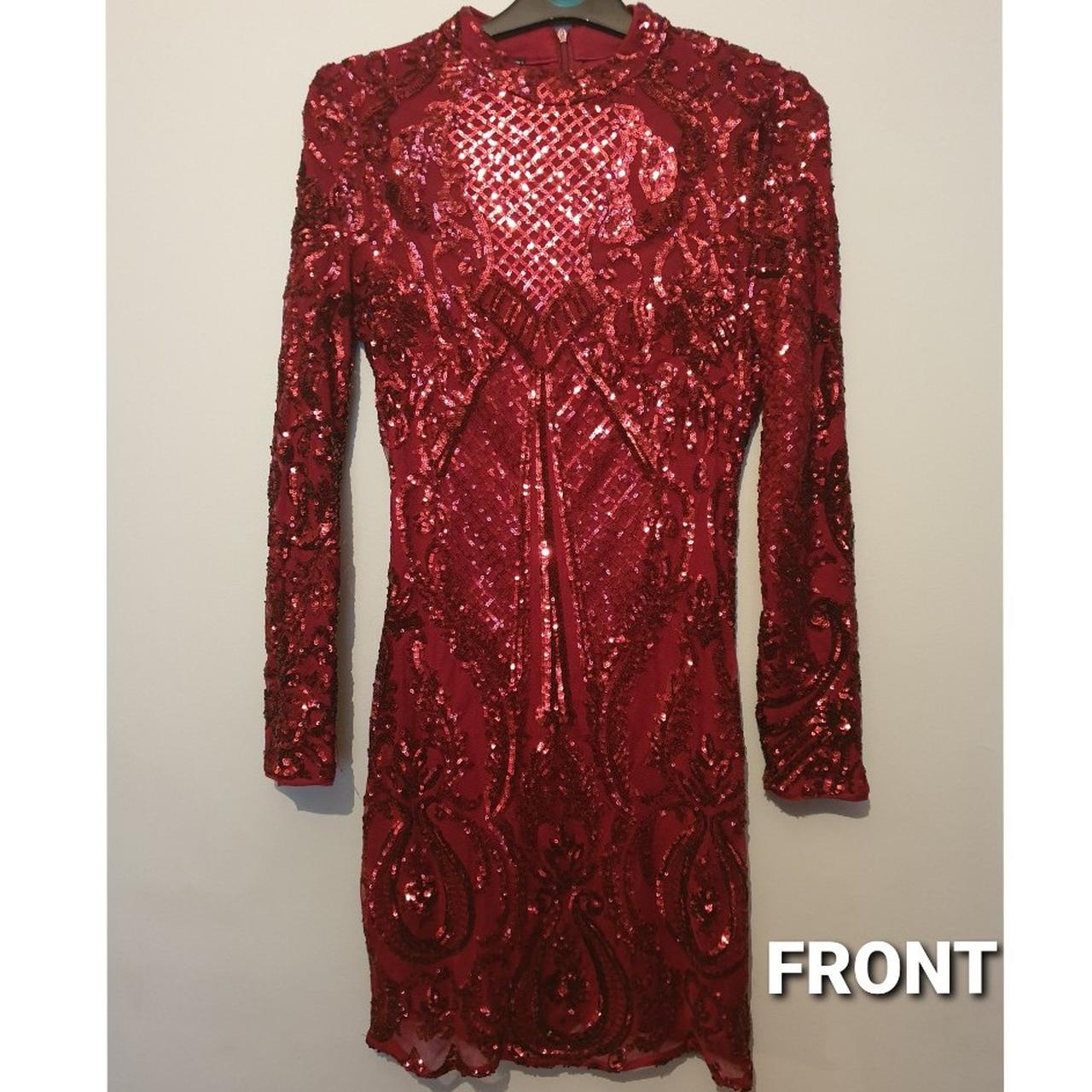 Berry Red High Neck long sleeves and sequin