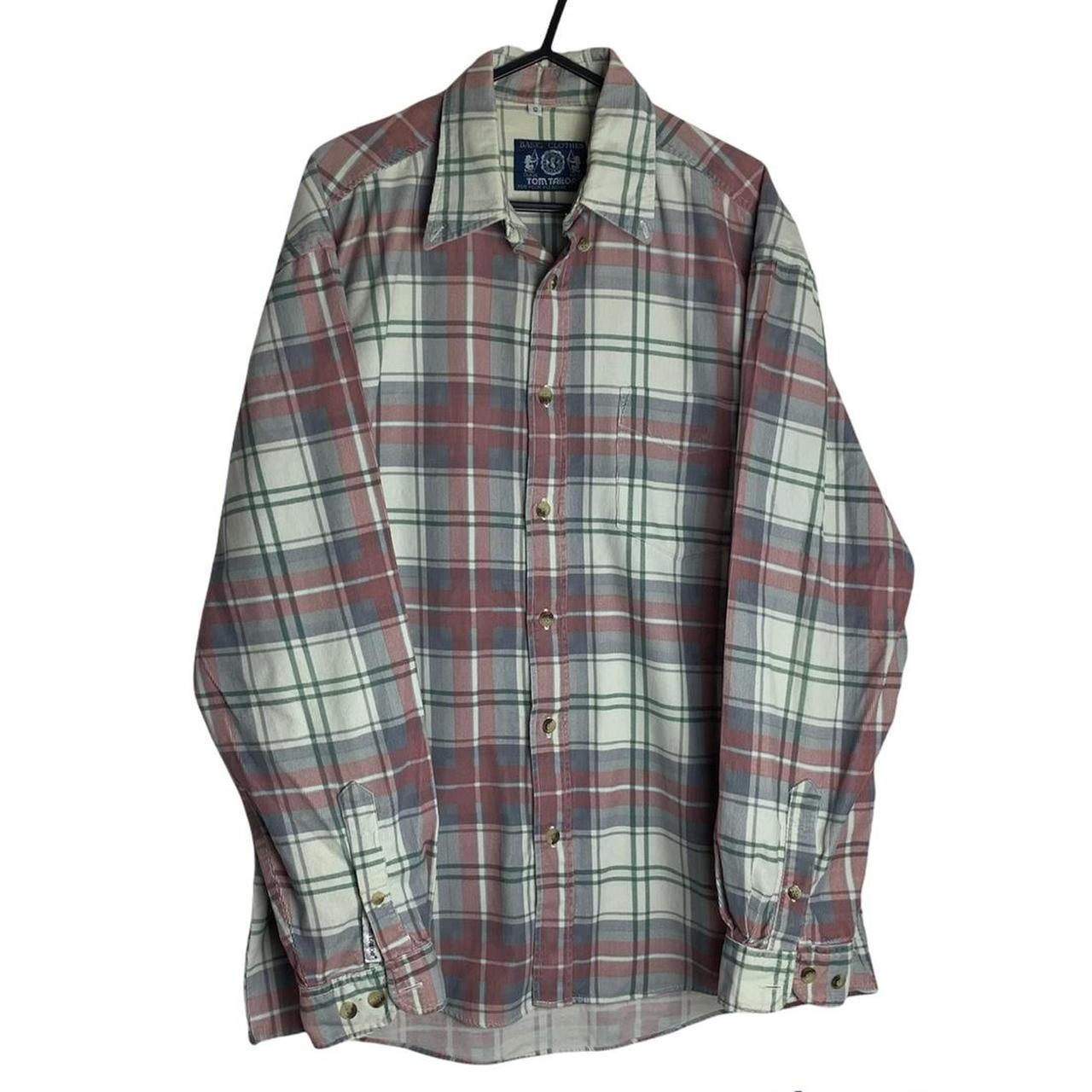 Men’s vintage corduroy checkered shirt in grey &... - Depop