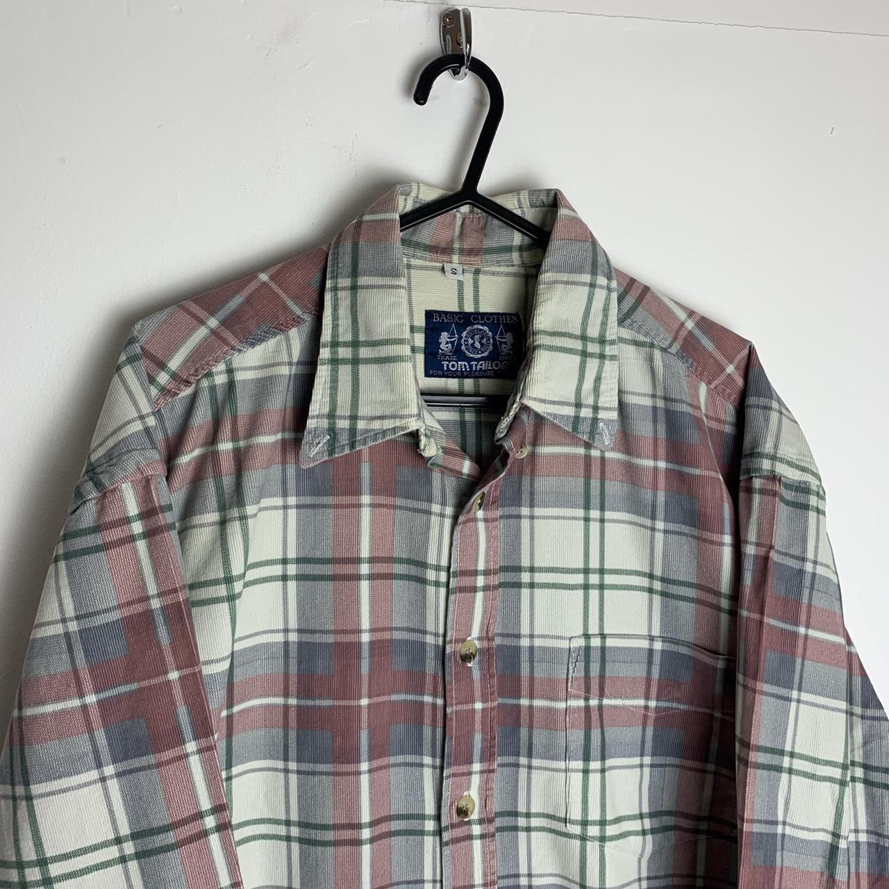 Men’s vintage corduroy checkered shirt in grey &... - Depop