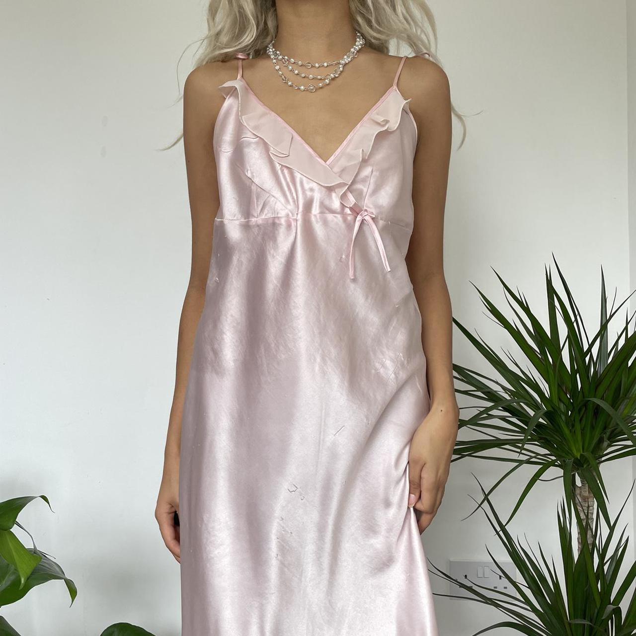 baby pink satin slip dress