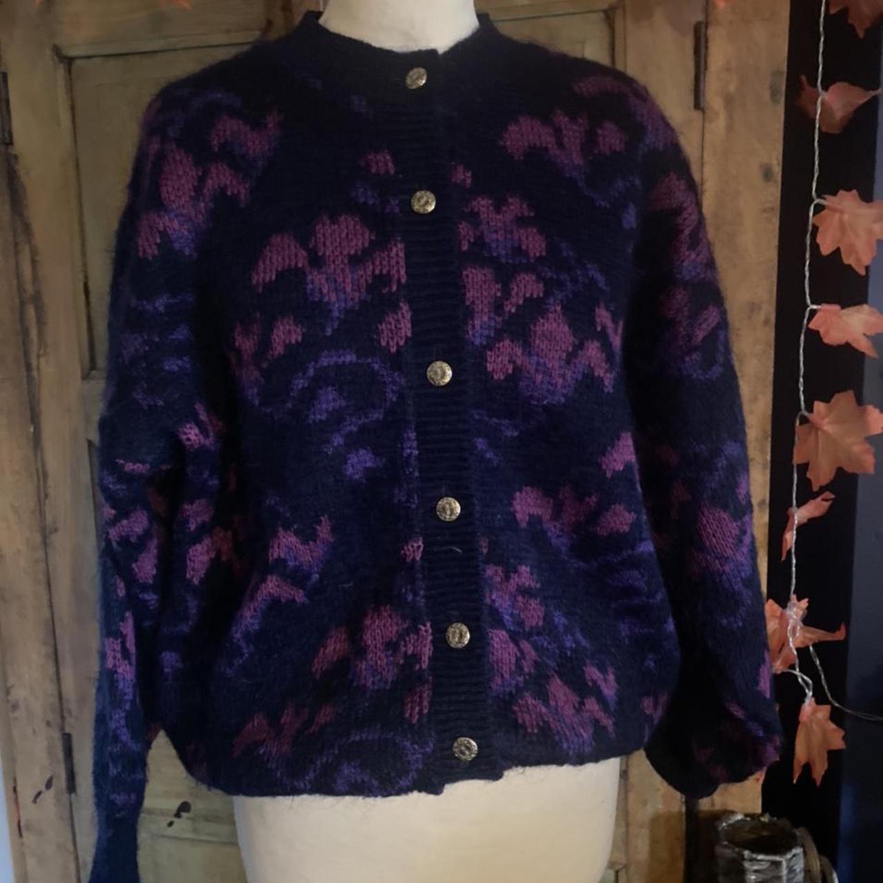 He’s 80s vintage thick floral cardigan in as new... - Depop