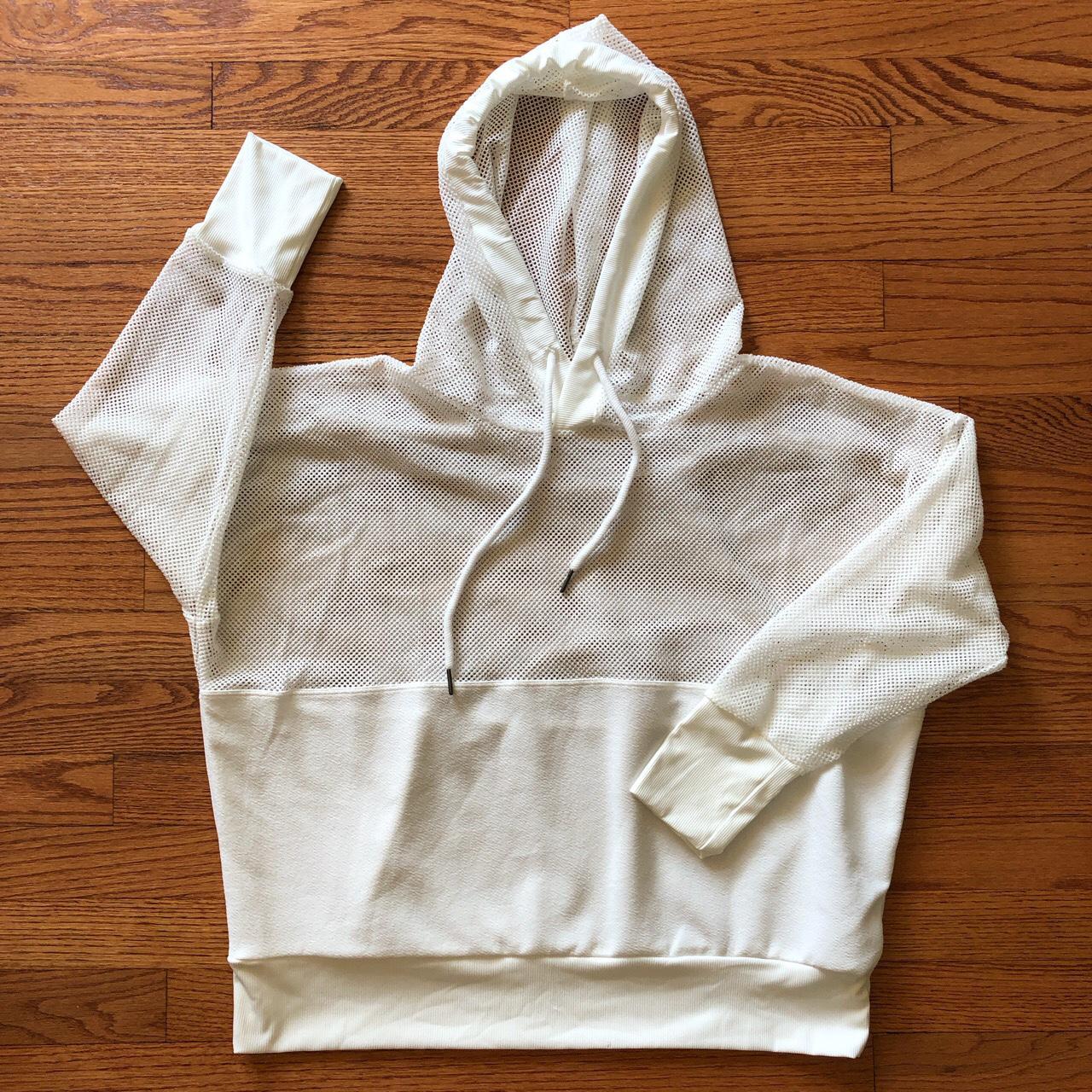 White mesh best sale hoodie women's