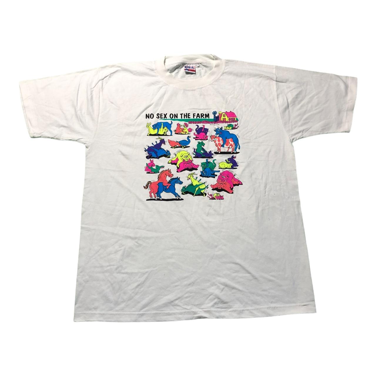 Vintage 90s No Sex On The Farm Expressions T-shirt...