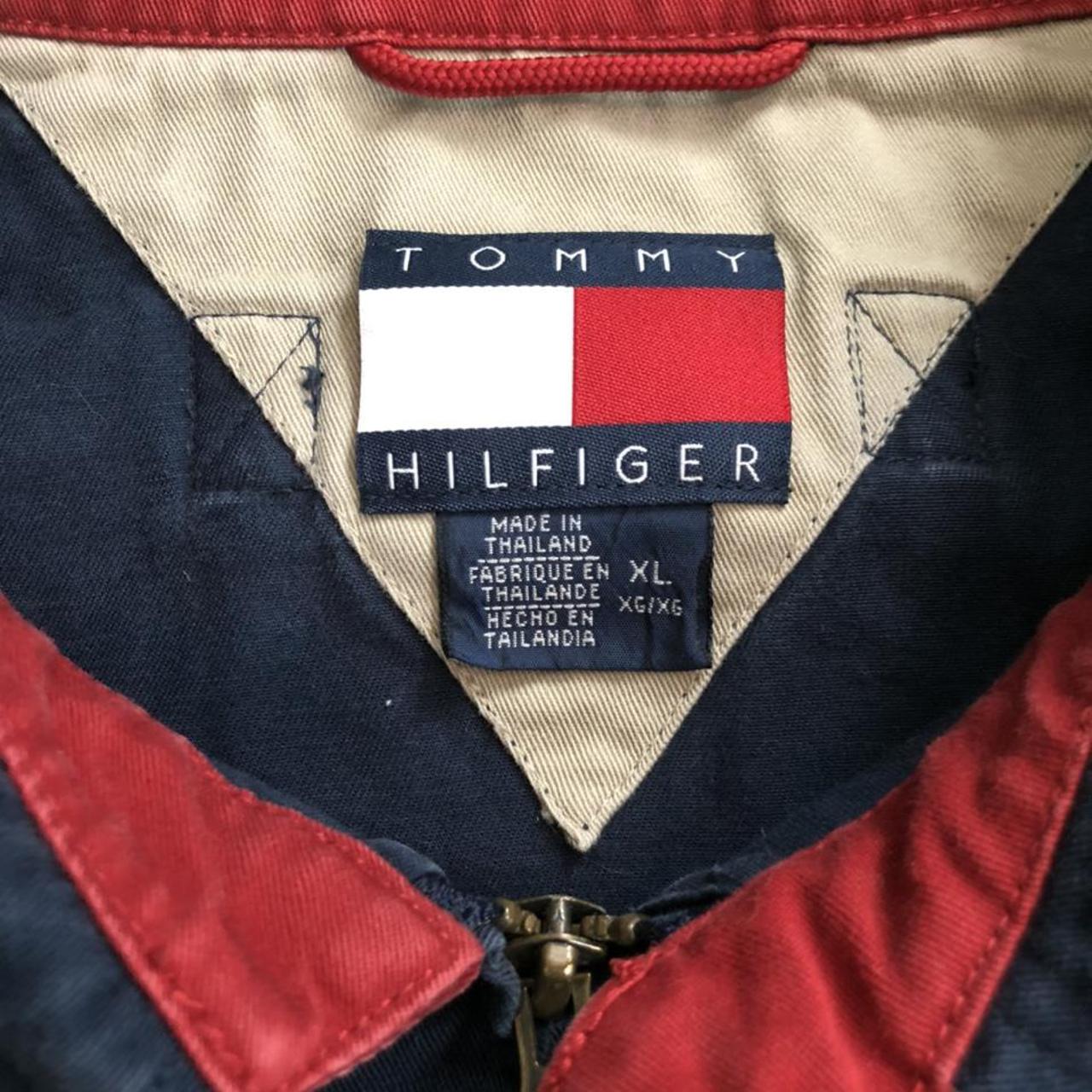 Vintage Tommy Hilfiger Navy Jacket Size: XL Pit to... - Depop