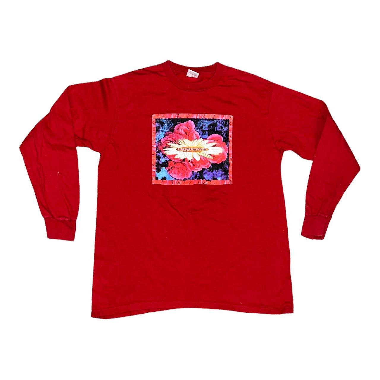 Supreme Flower Long Sleeve Red T-shirt, Size: M , Pit...