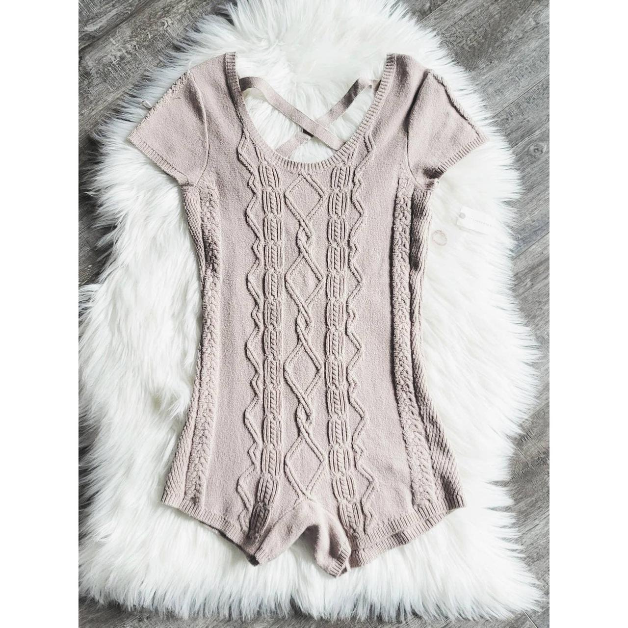 NEW Anthropologie Cable-Knit Tan Romper Size: Depop