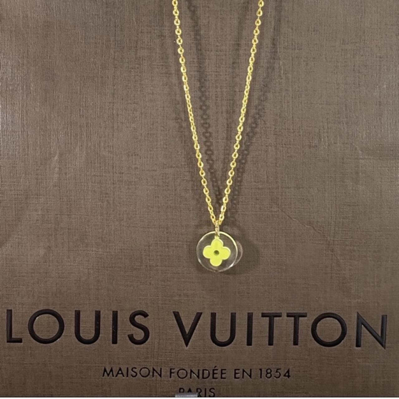 LOUIS VUITTON Acrylic LV Clover Charm Necklace, 16-18