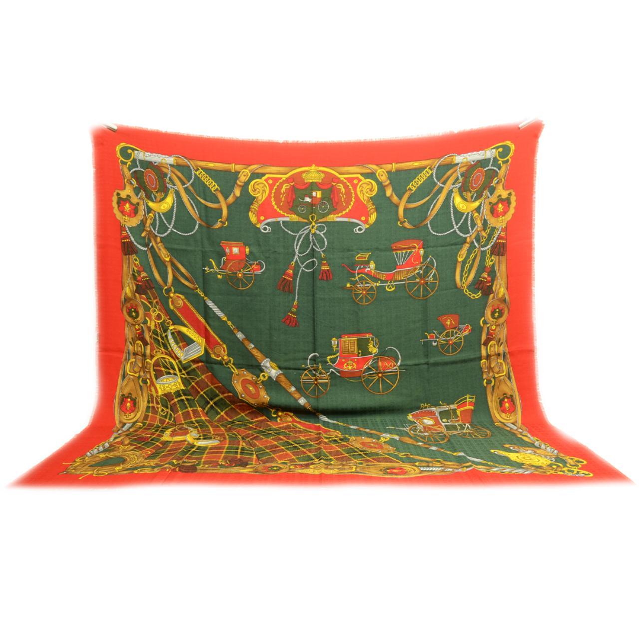 Authentic Gucci Shawl Wool Carriages Red Green Depop