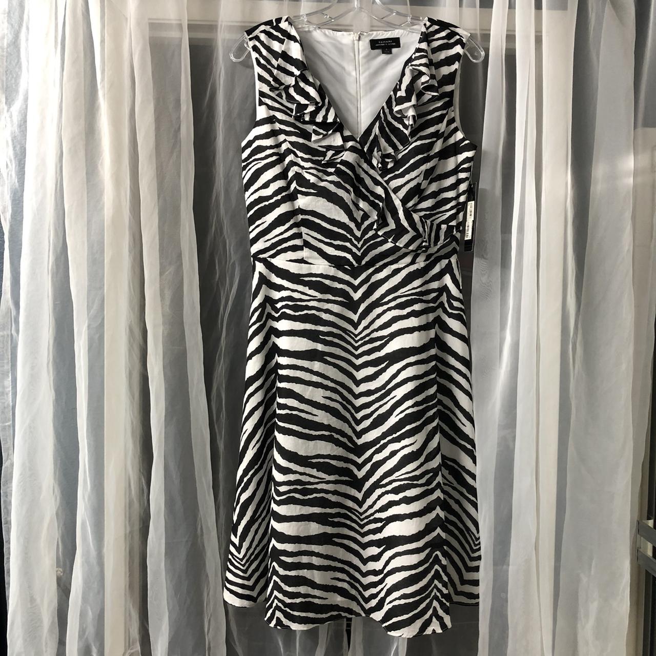 Tahari black shop and white dress