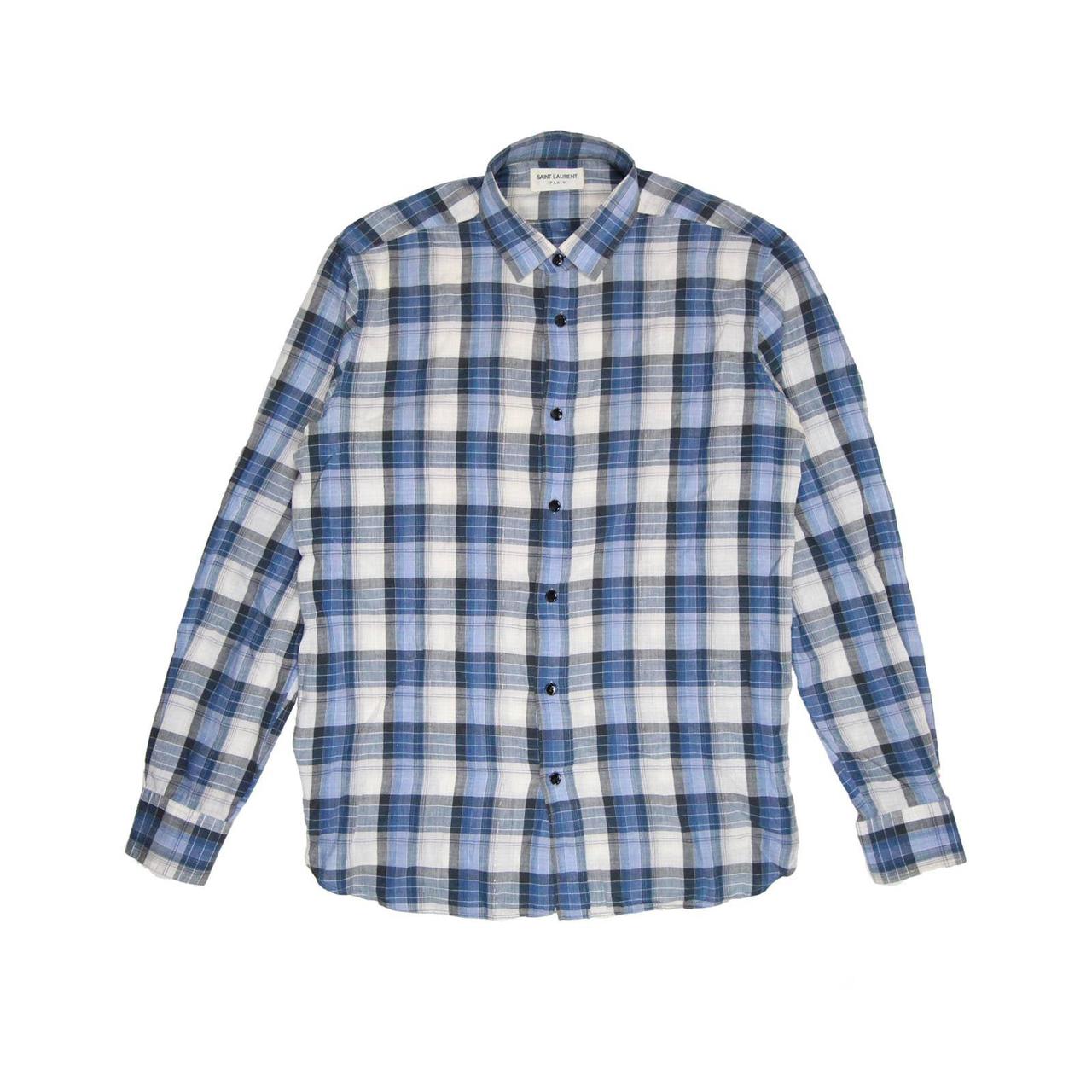 Saint laurent blue outlet flannel