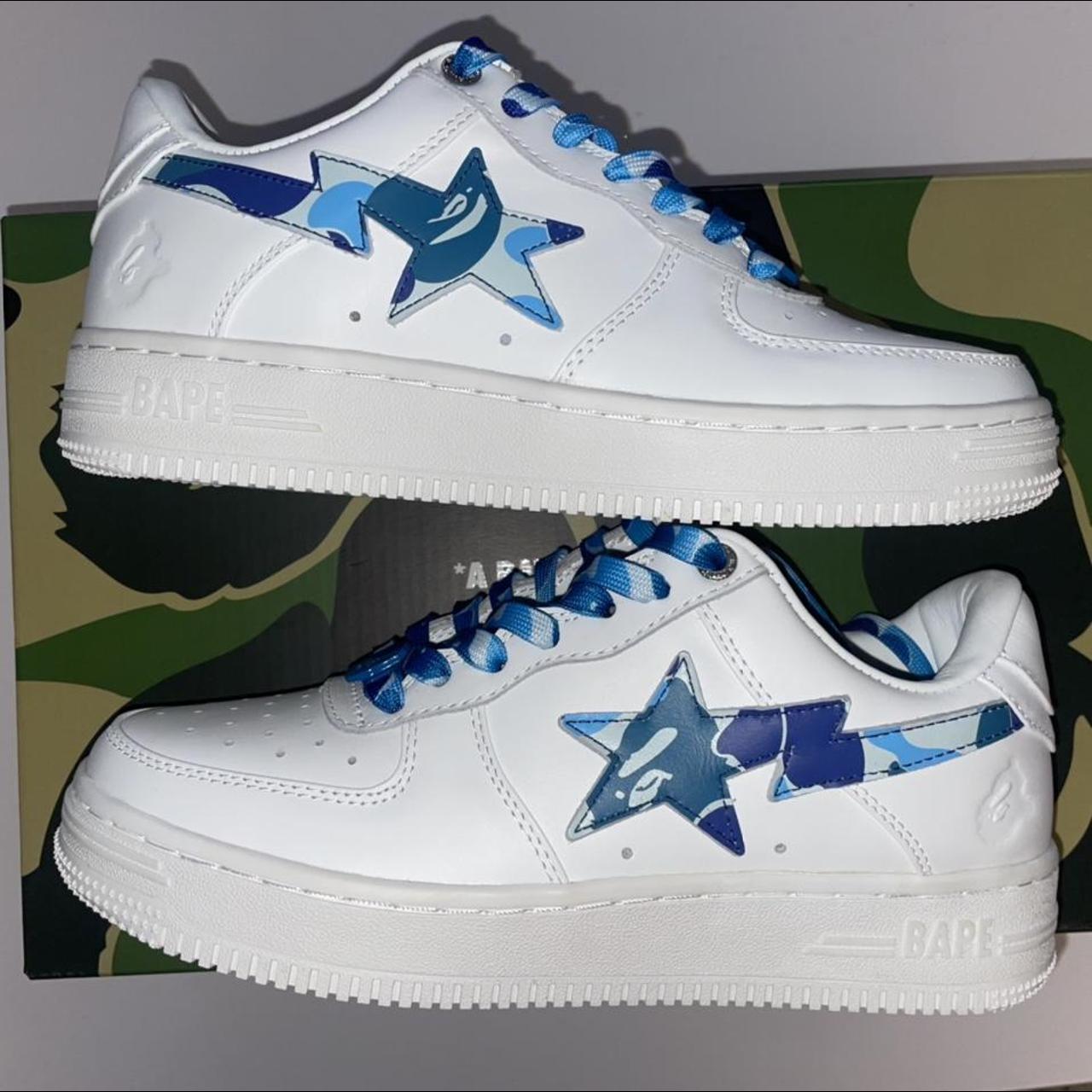 BAPE Women's Blue and White Trainers | Depop