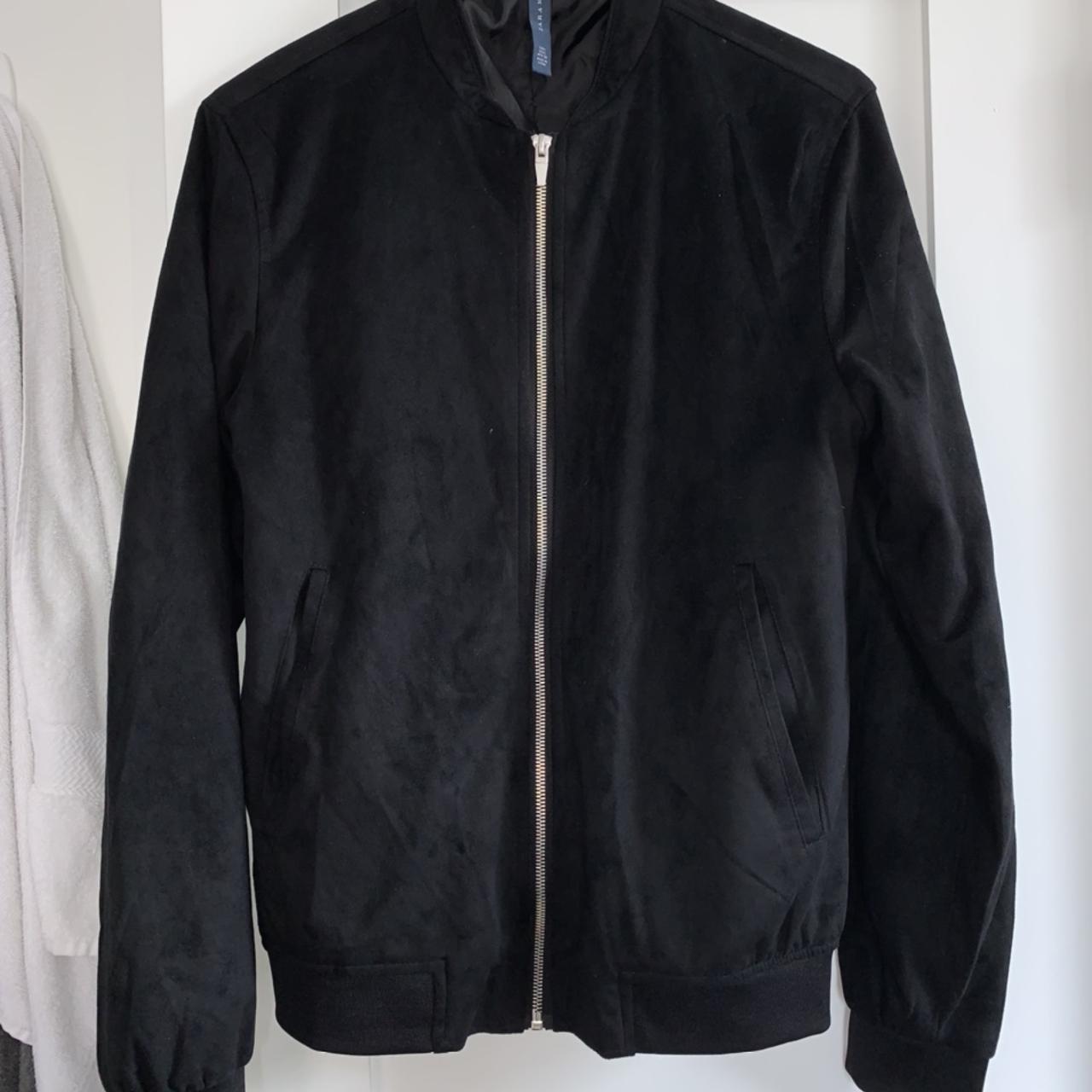 Faux suede jacket Zara Size small Black - Depop