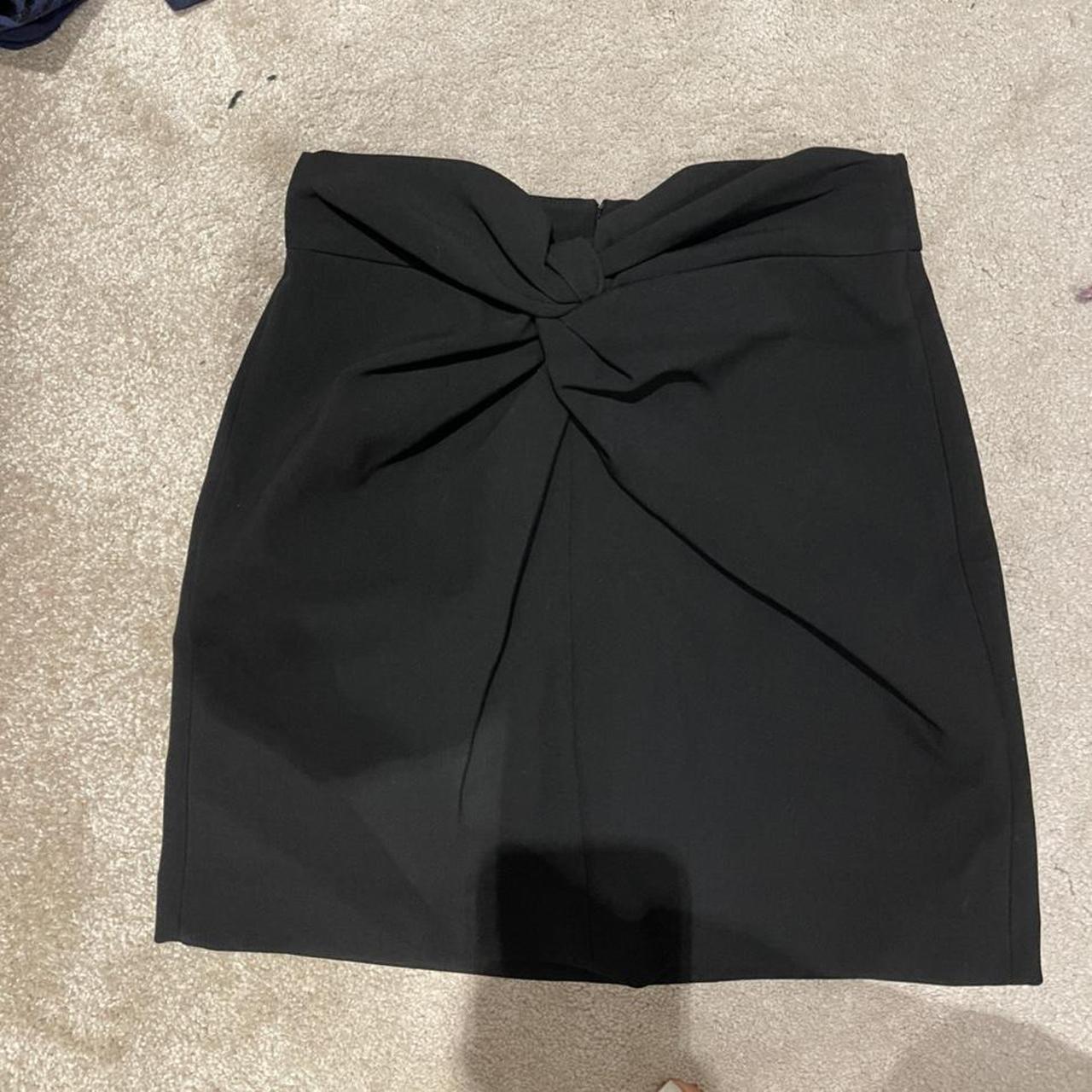 Zara black mini skirt with knot detailing Brand new... - Depop