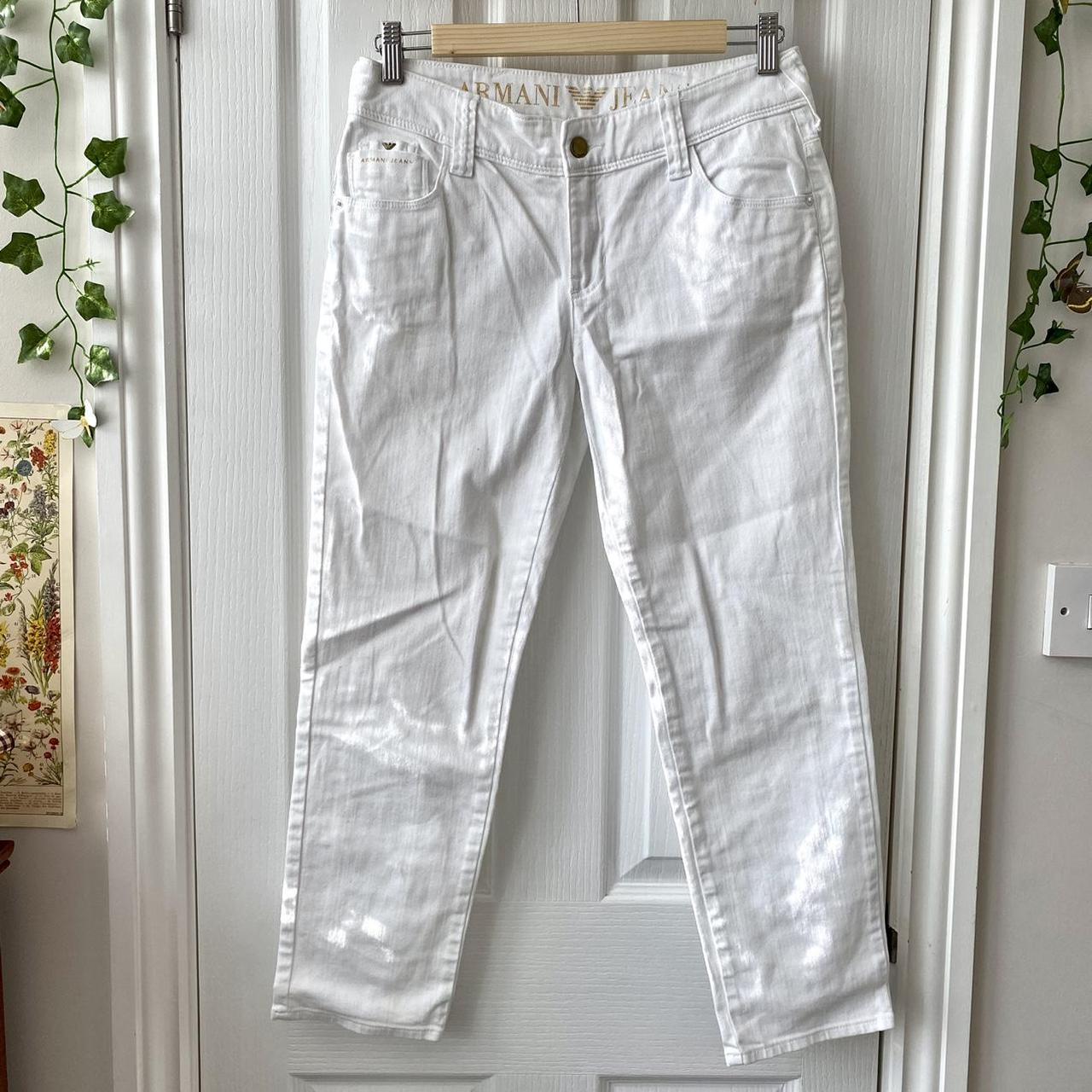 Armani Jeans Women's White Jeans | Depop