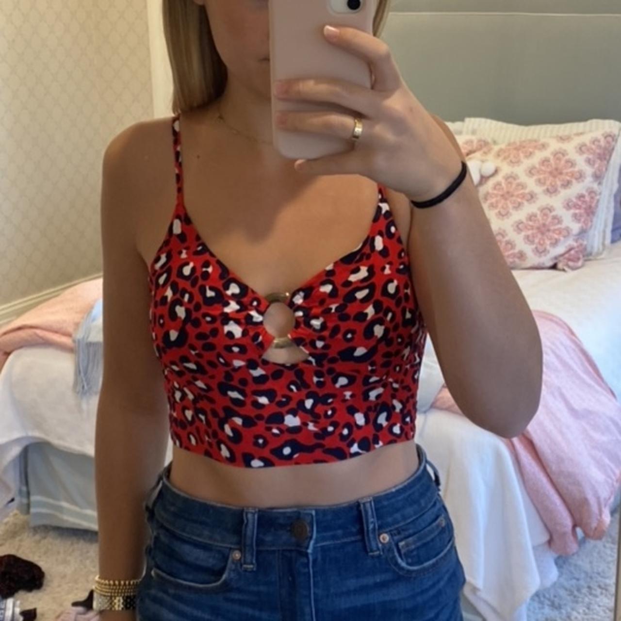 ruby and jenna - millau red cheetah top , size