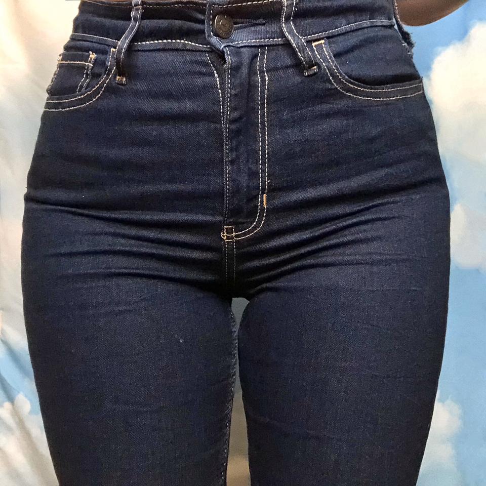 hollister dark wash high waisted distressed super - Depop